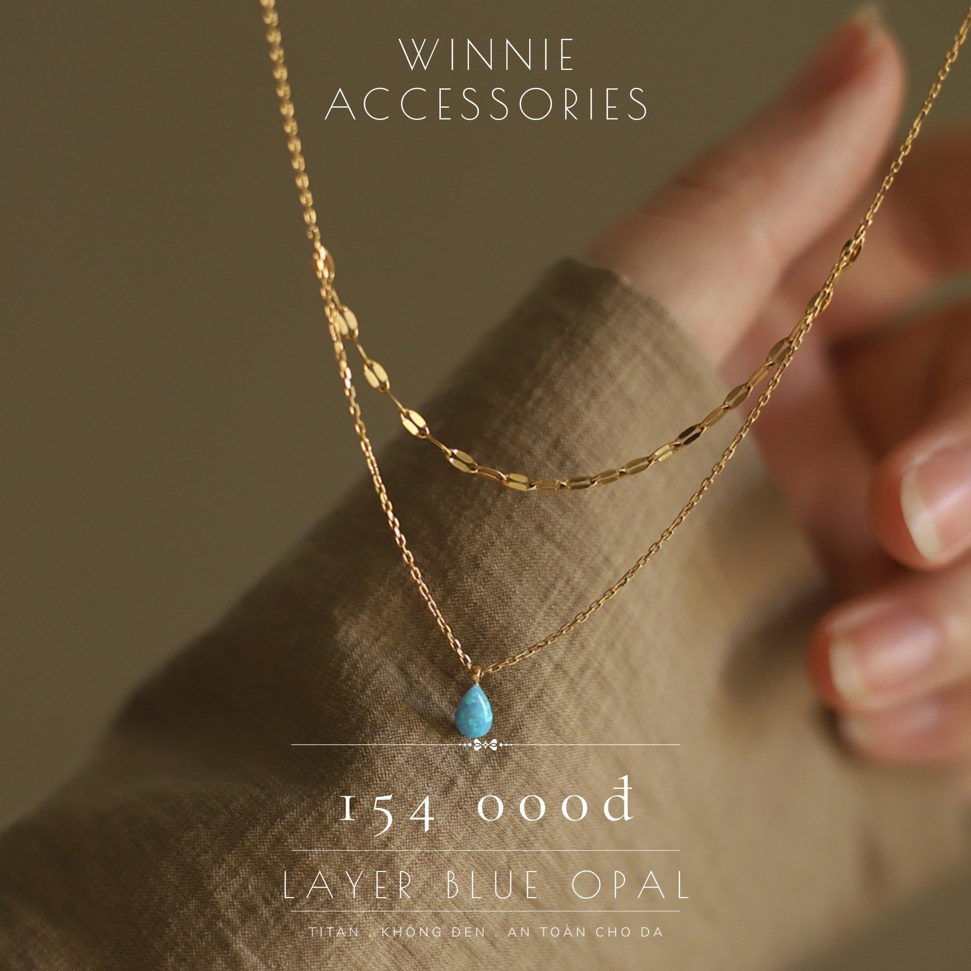  Dây chuyền Titan Layer Blue Opal 