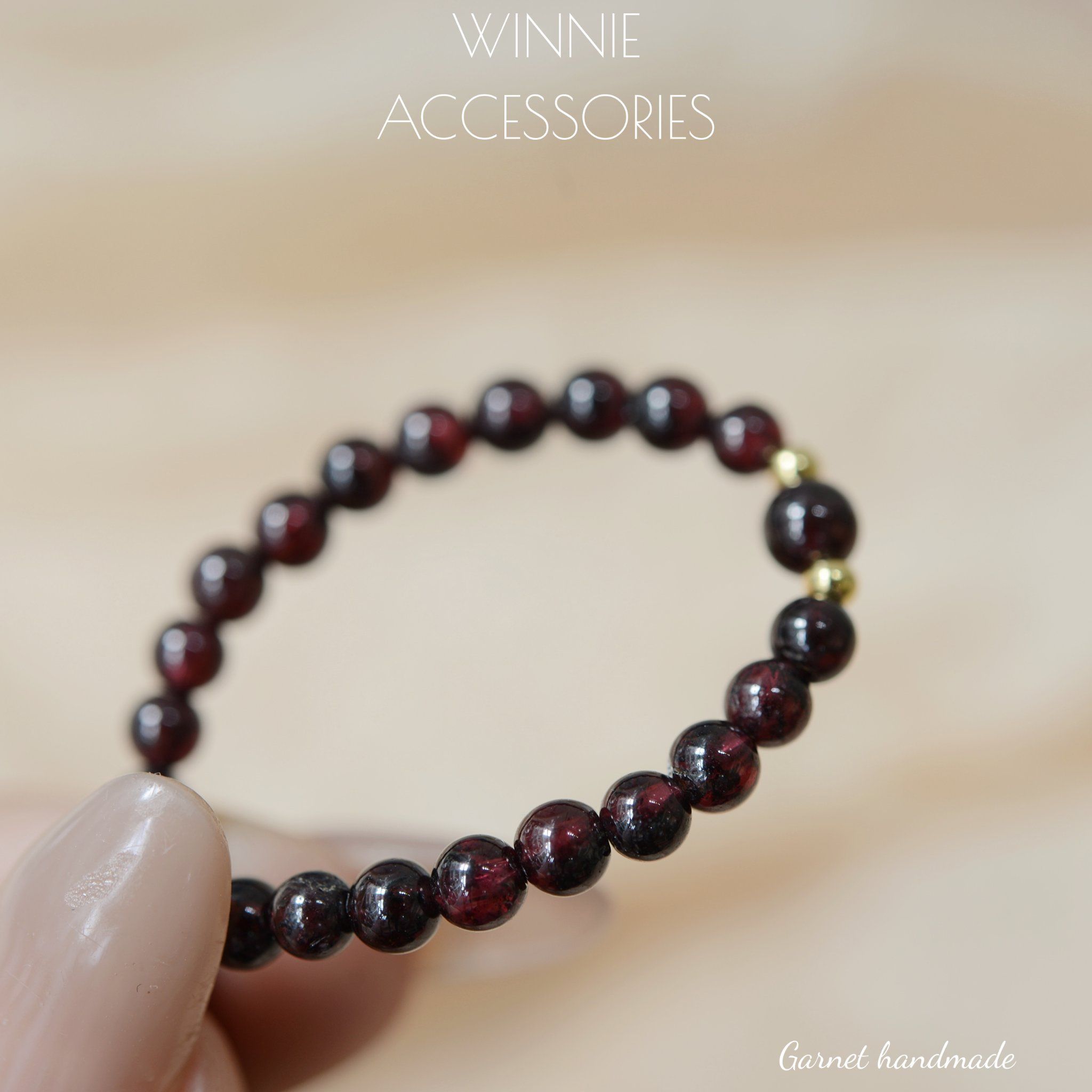  Lắc tay Titan Đá Garnet handmade 