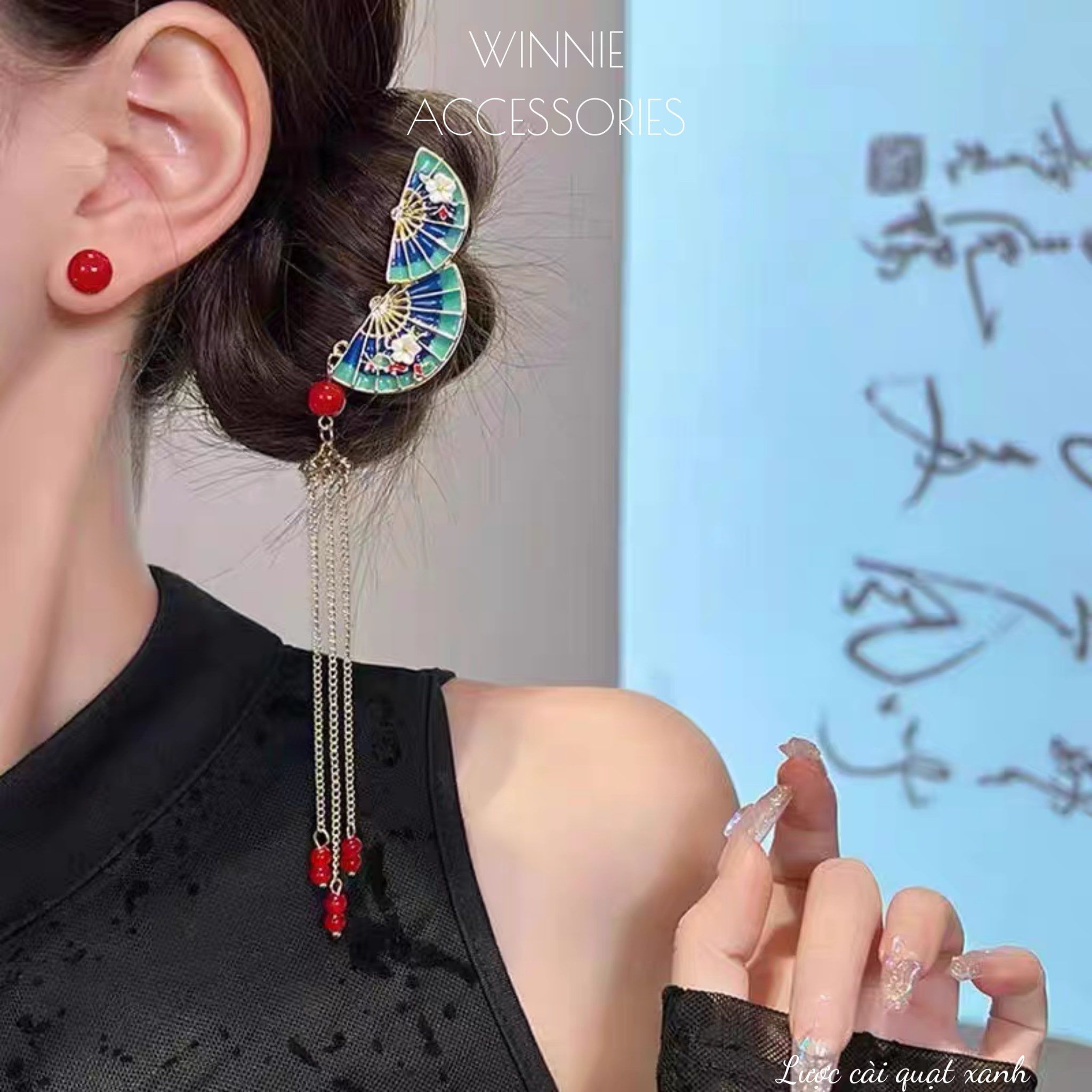  Lược cài Quạt Xanh 