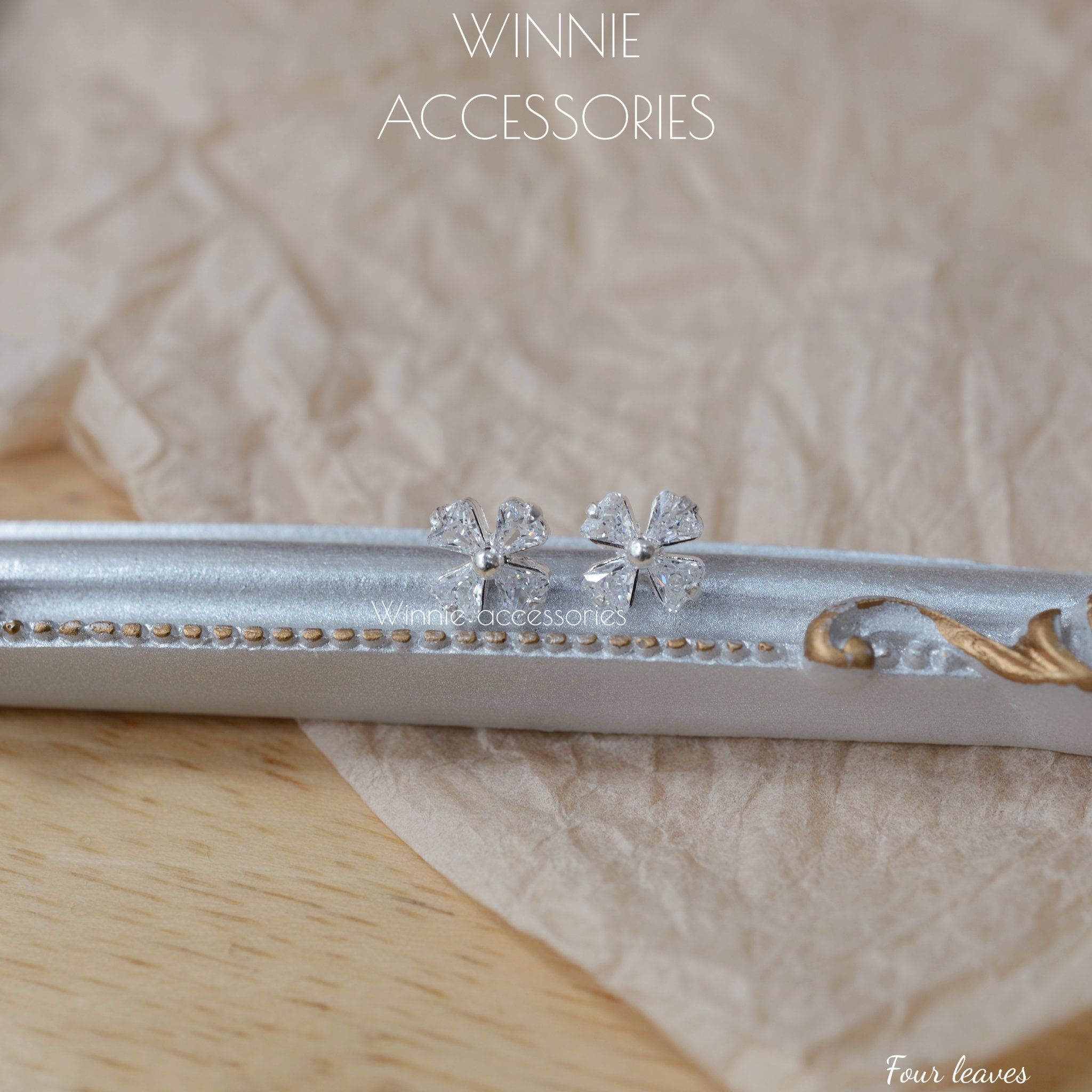  Hoa tai Bạc S925 Four leaves 