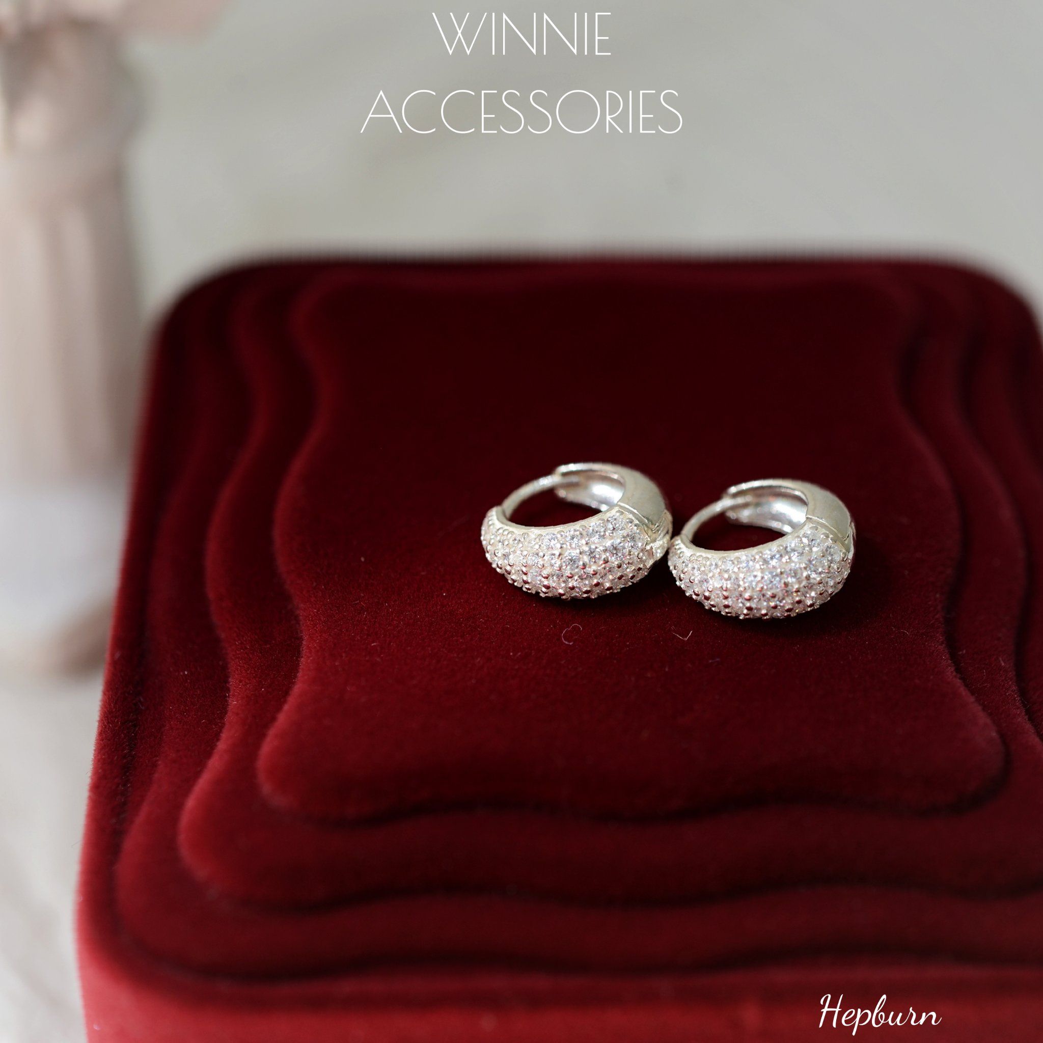  Hoa tai Bạc S925 Khoen Hepburn 