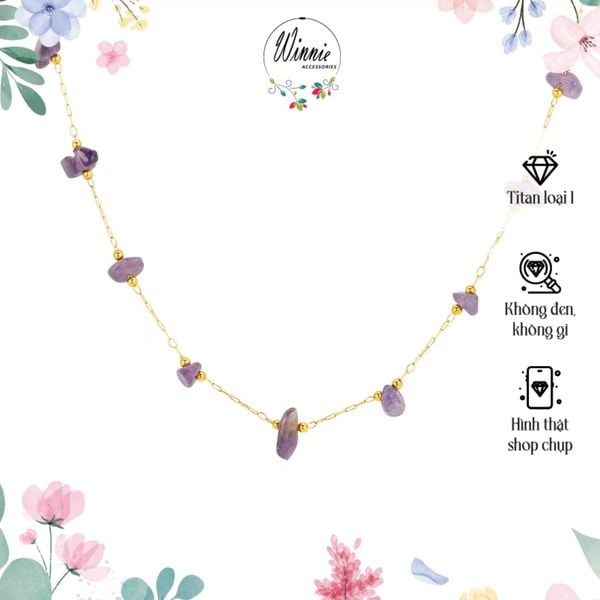  Dây chuyền titan Amethyst 
