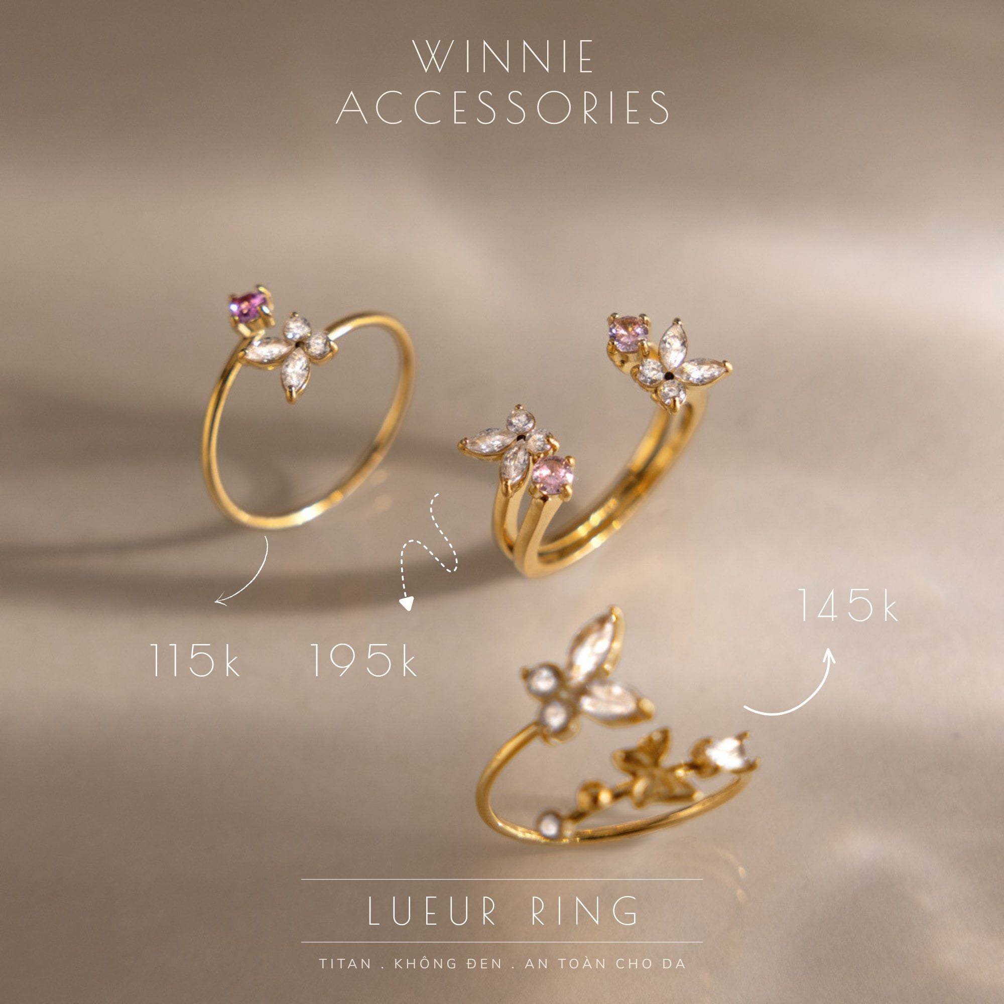  Nhẫn Titan Crystal Lueur 