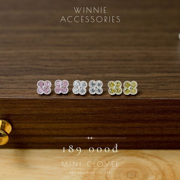  Hoa tai Bạc S925 Mini Clover 