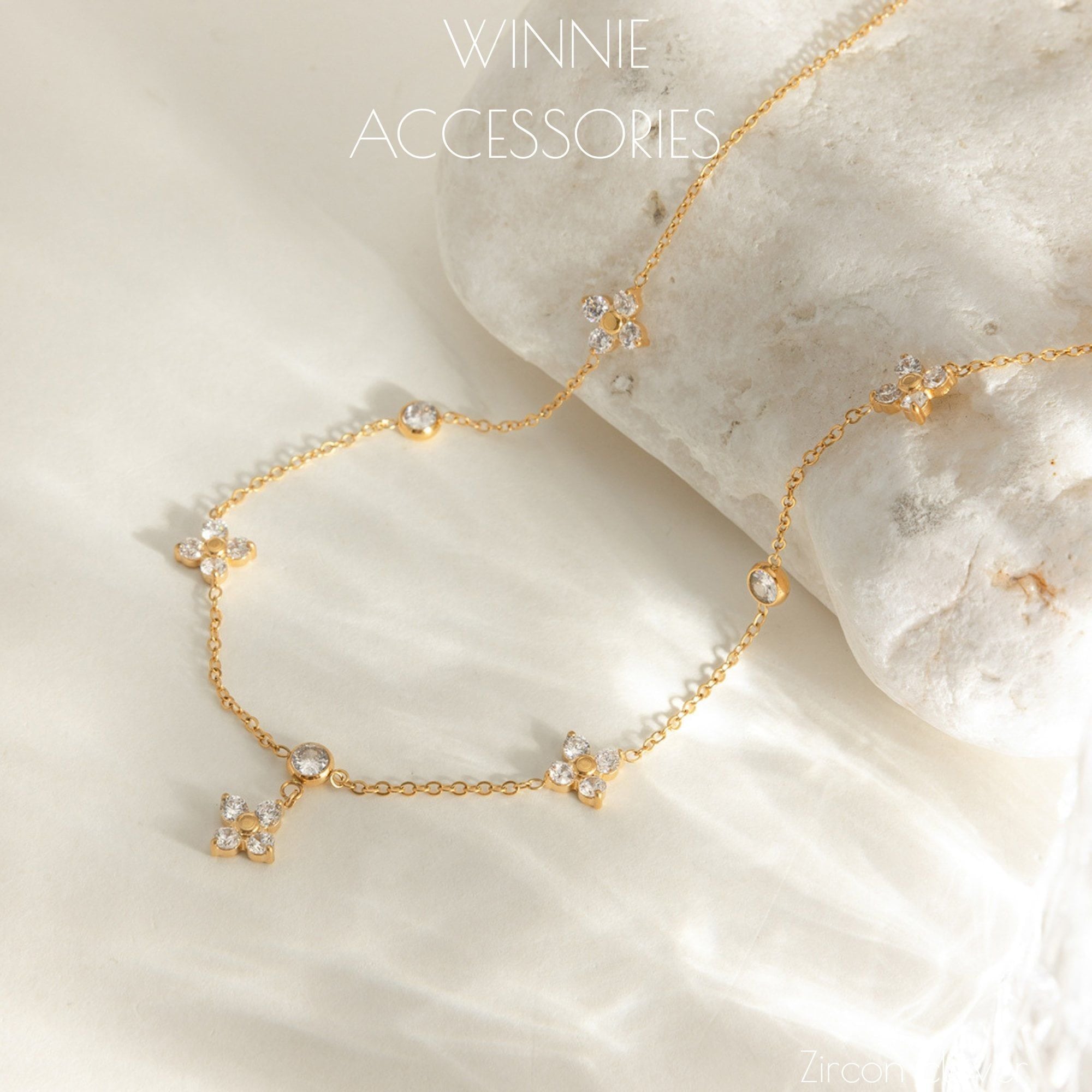  Dây chuyền Titan Zircon Clover 