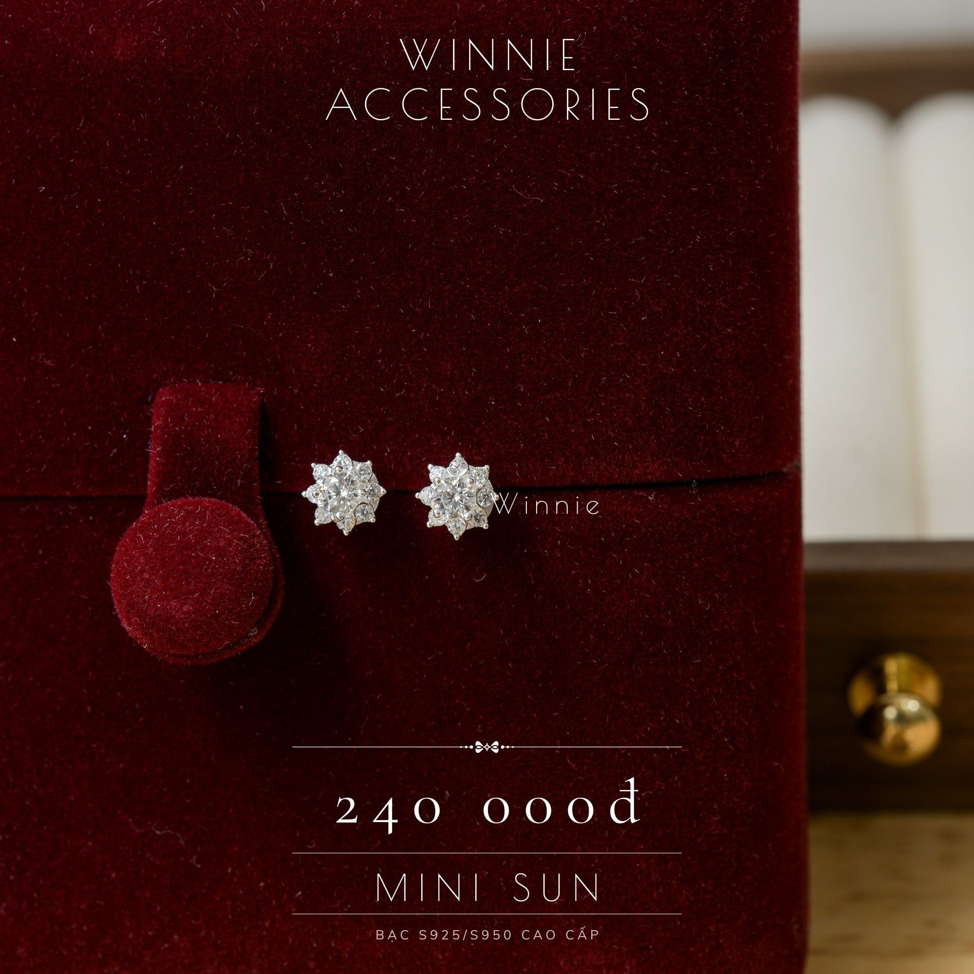  Hoa tai Bạc S925 Mini Sun 