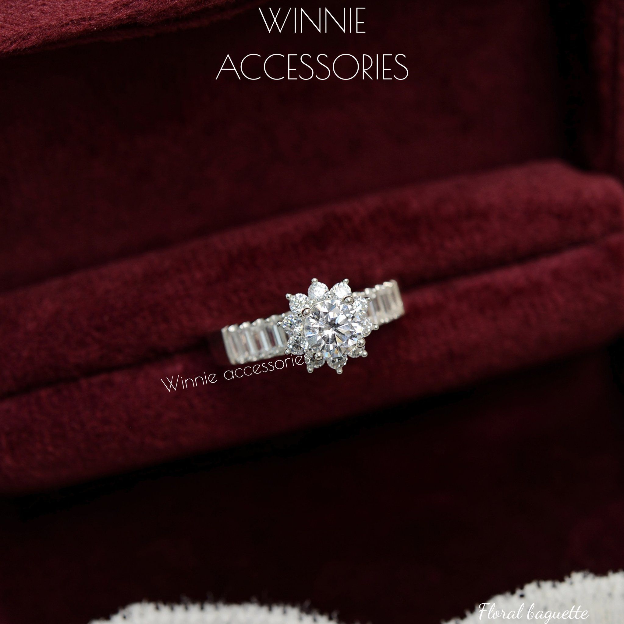  Nhẫn Bạc S925 Floral Baguette 