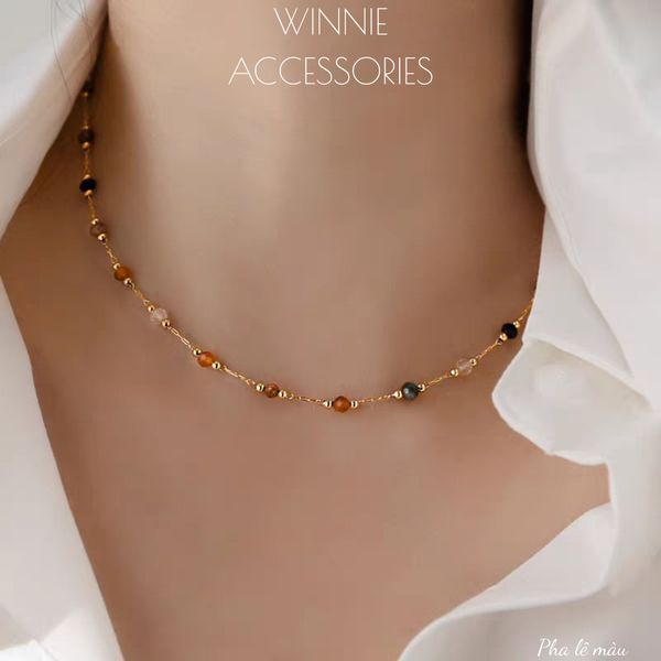  Dây chuyền titan Pha lê màu 