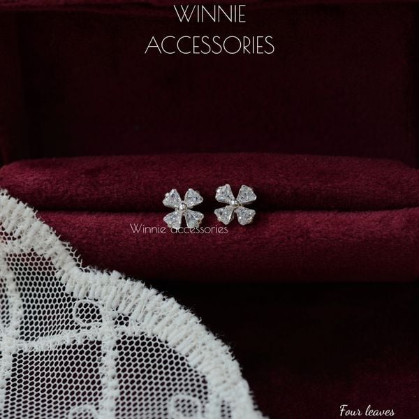  Hoa tai Bạc S925 Four leaves 