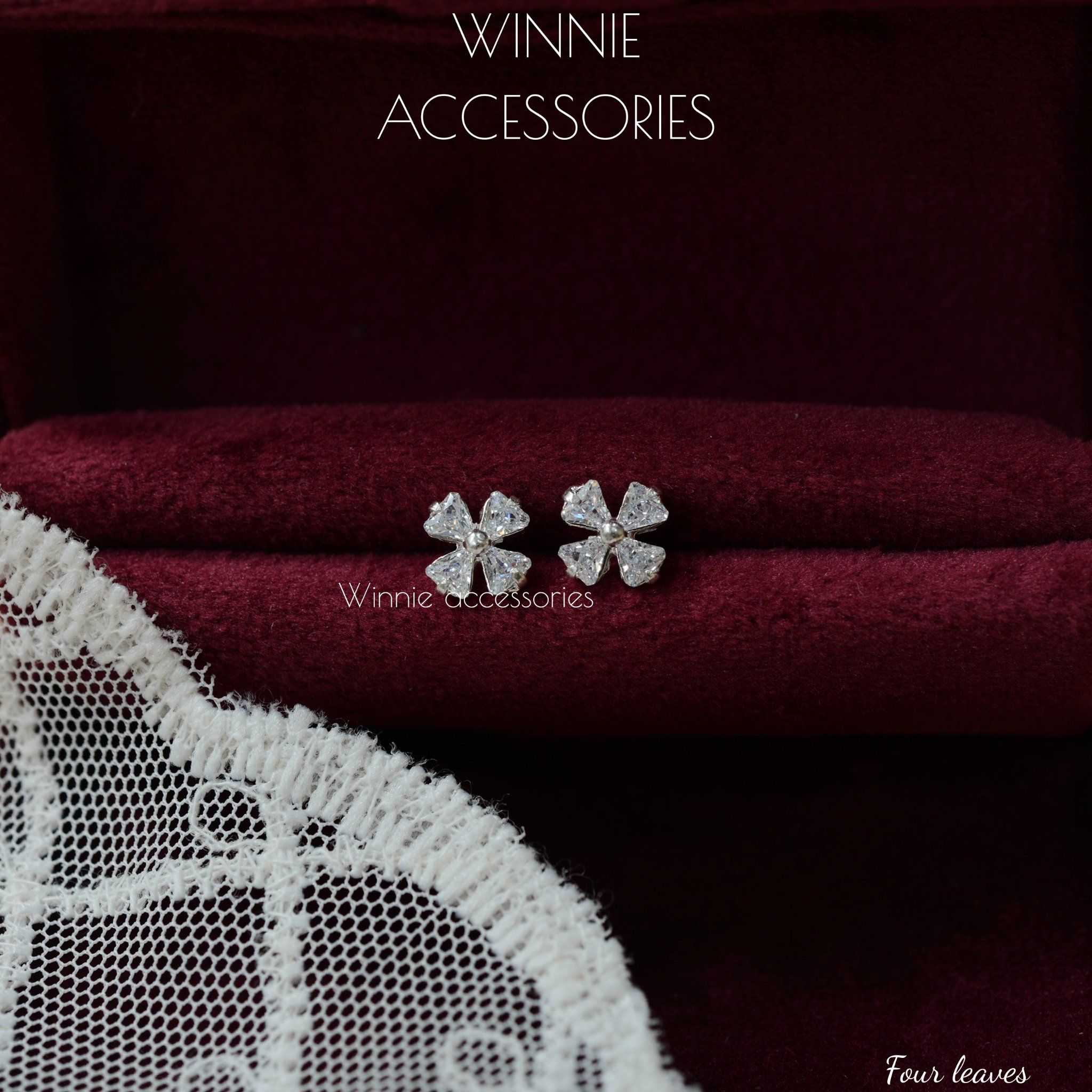  Hoa tai Bạc S925 Four leaves 