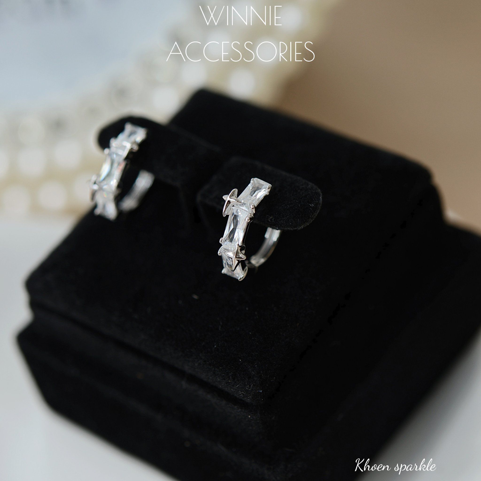  Hoa tai Bạc S925 Khoen Sparkle 