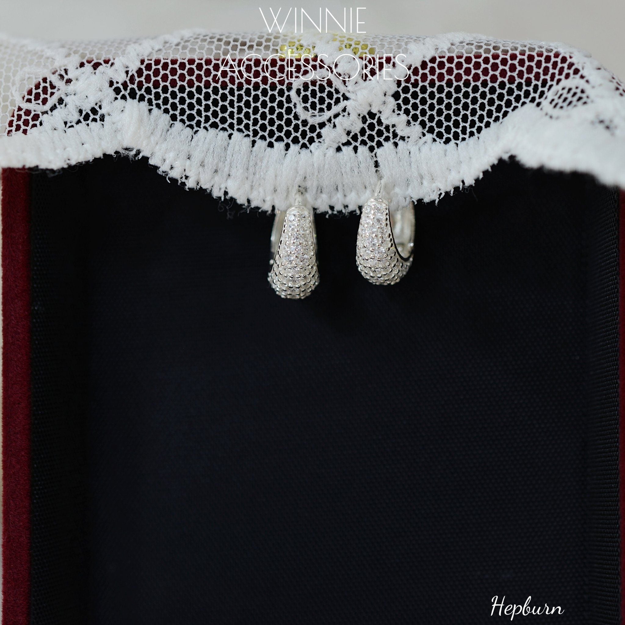  Hoa tai Bạc S925 Khoen Hepburn 