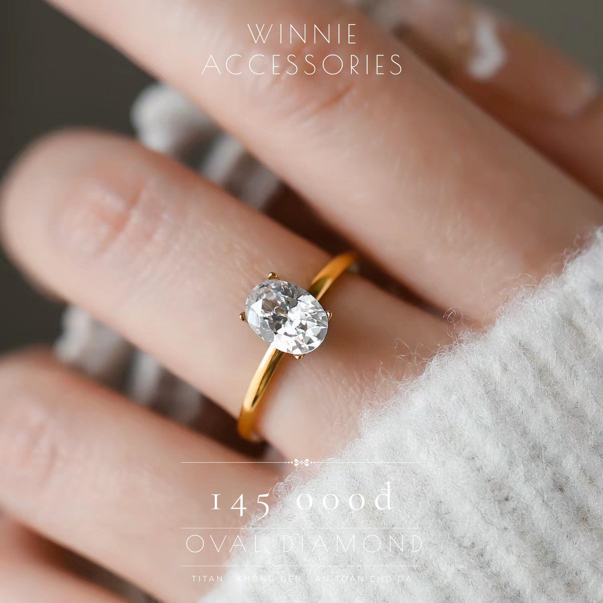  Nhẫn titan Oval Diamond 