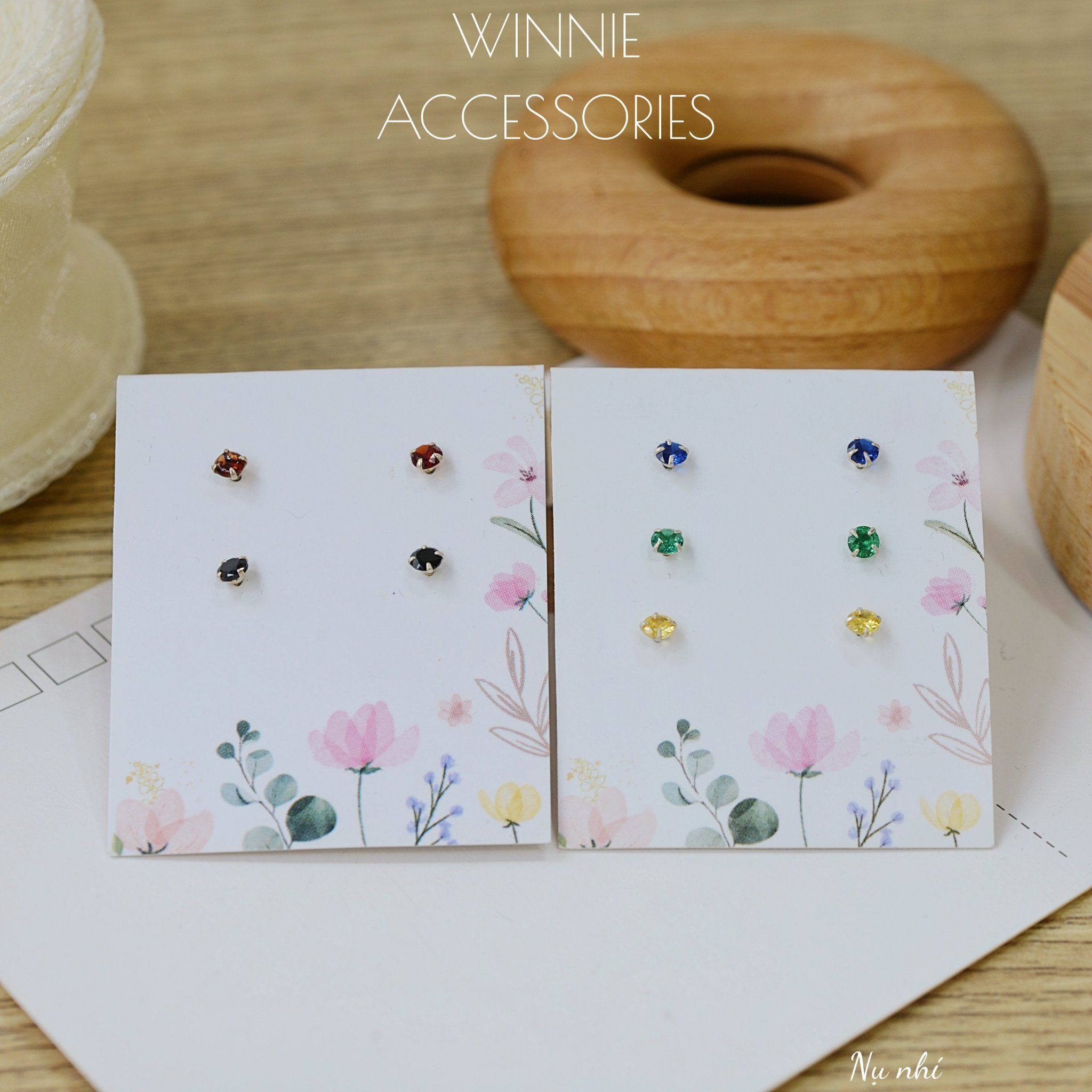  Hoa tai Bạc S925 đá nụ nhí 