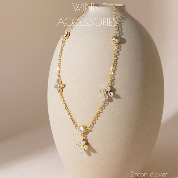  Dây chuyền Titan Zircon Clover 