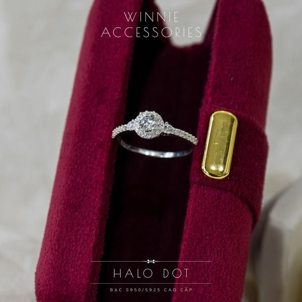  Nhẫn Bạc S925 Halo dot 
