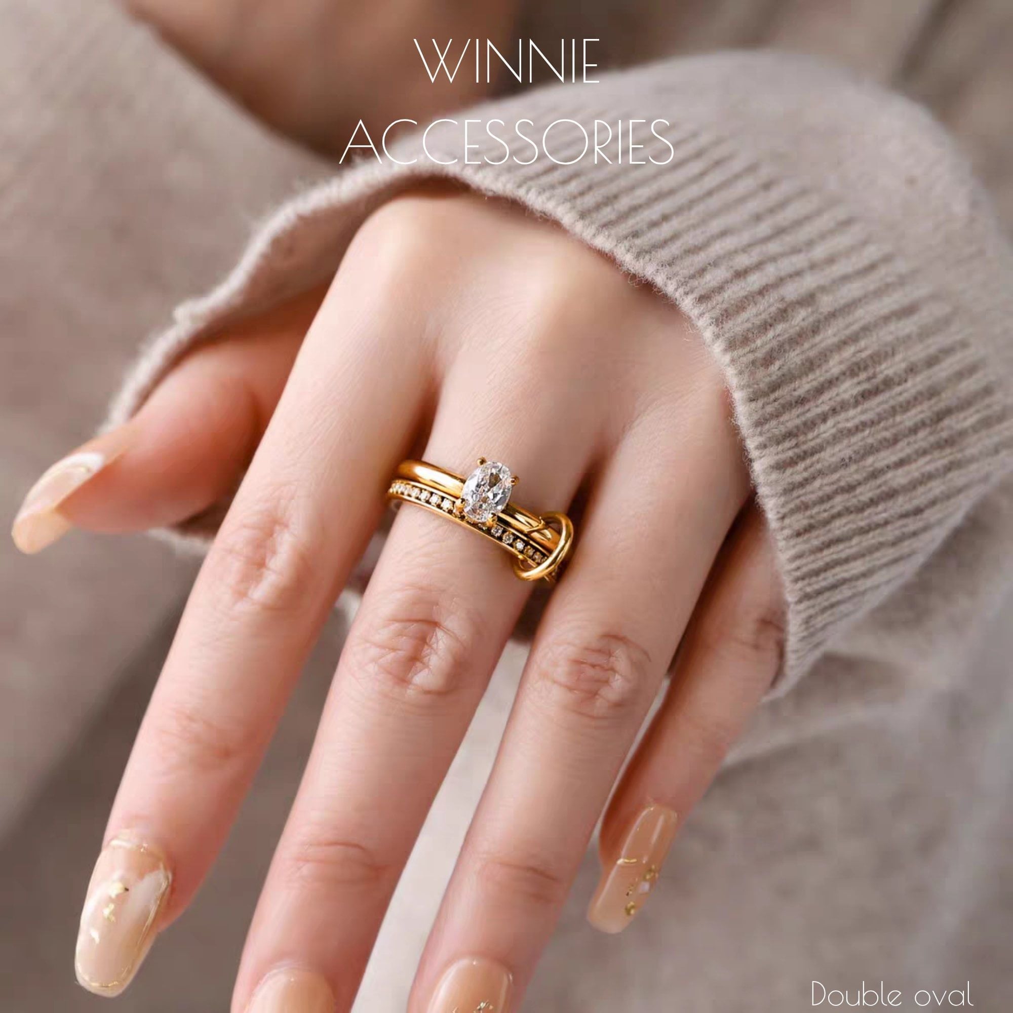  Nhẫn Titan Double Oval 