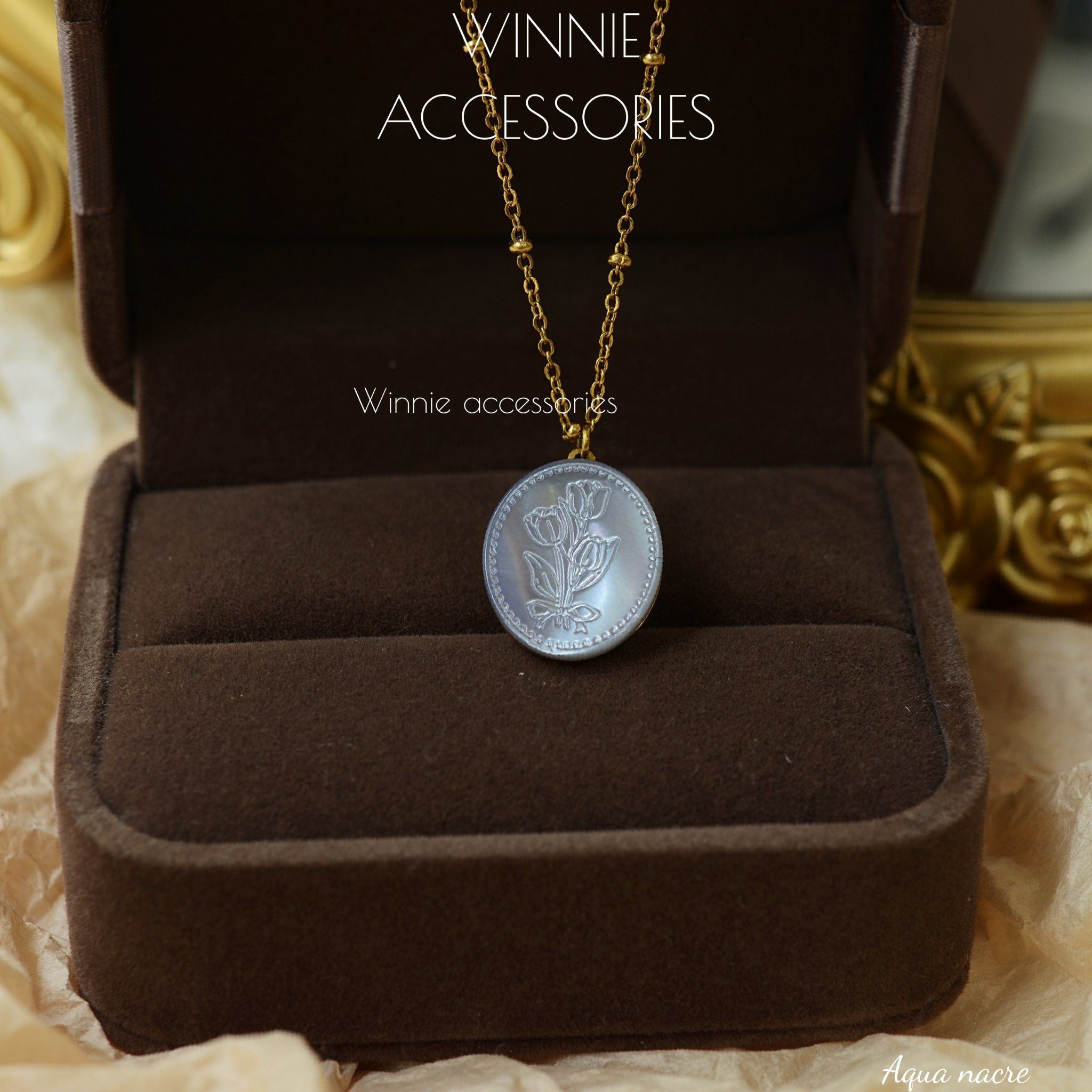  Dây chuyền titan Aqua nacre 