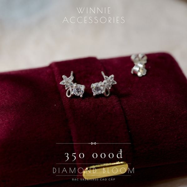  Hoa tai Bạc S925 Diamond Bloom 