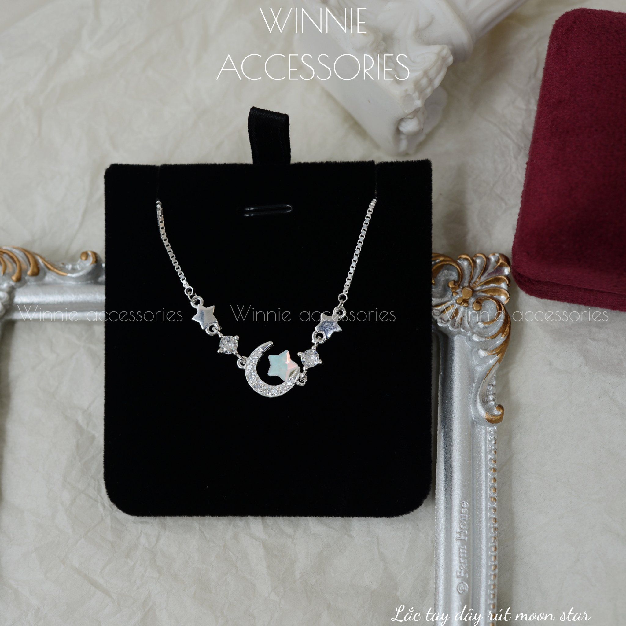  Lắc tay Bạc S925 Dây rút Moon Star 