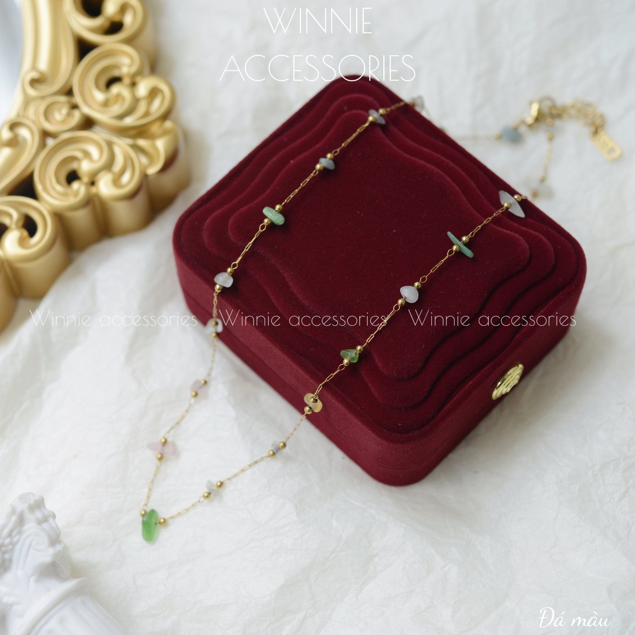  Dây chuyền titan đá màu 