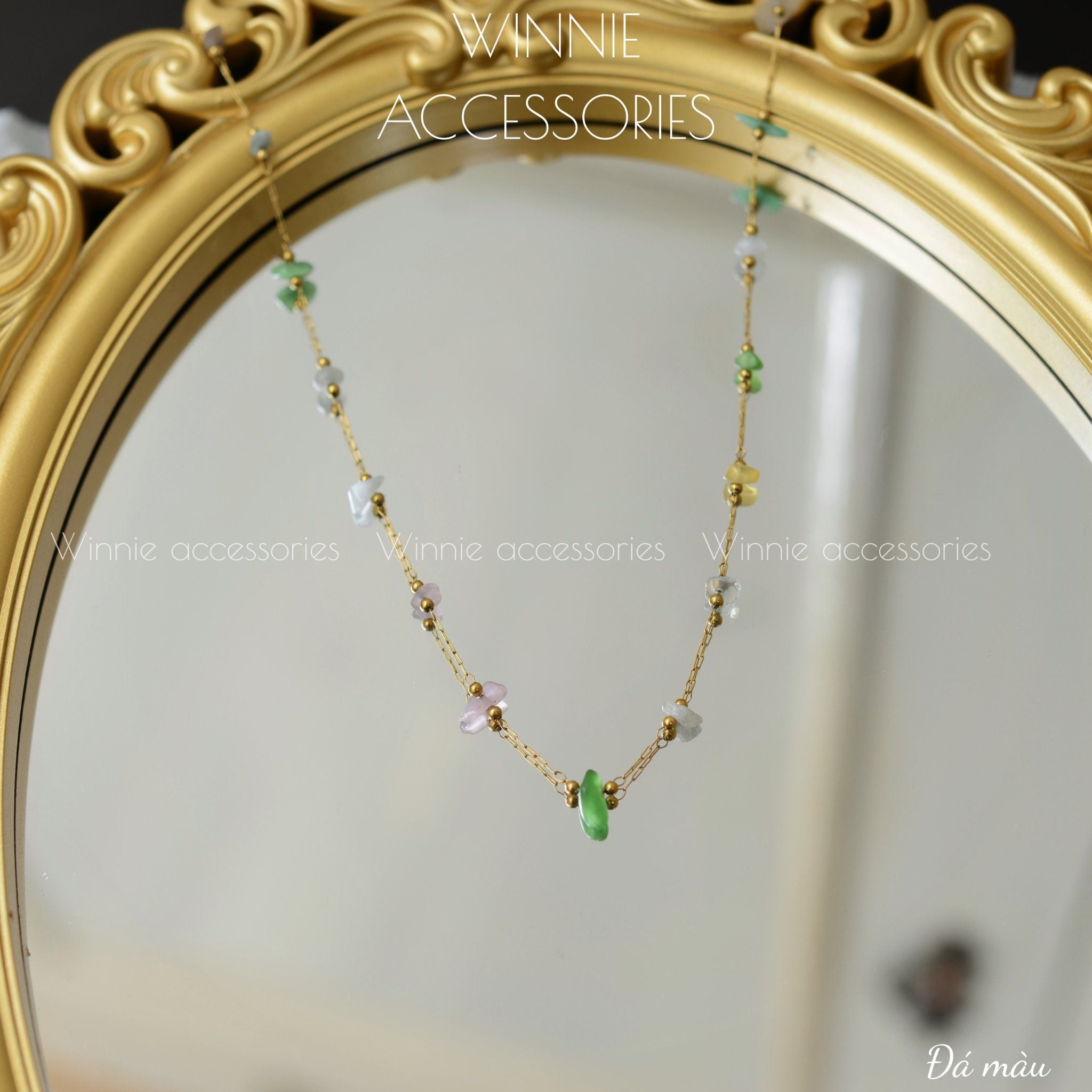  Dây chuyền titan đá màu 