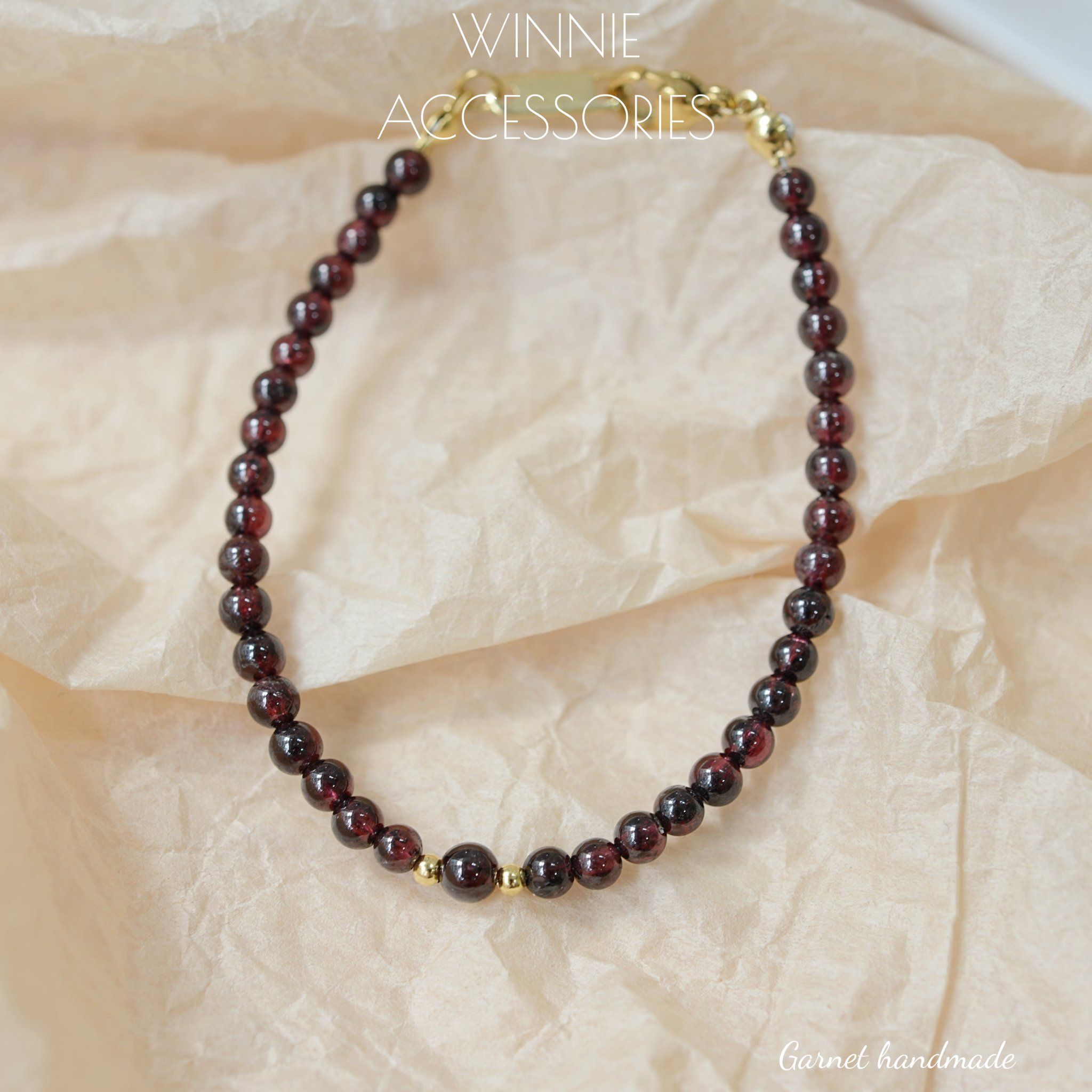  Lắc tay Titan Đá Garnet handmade 