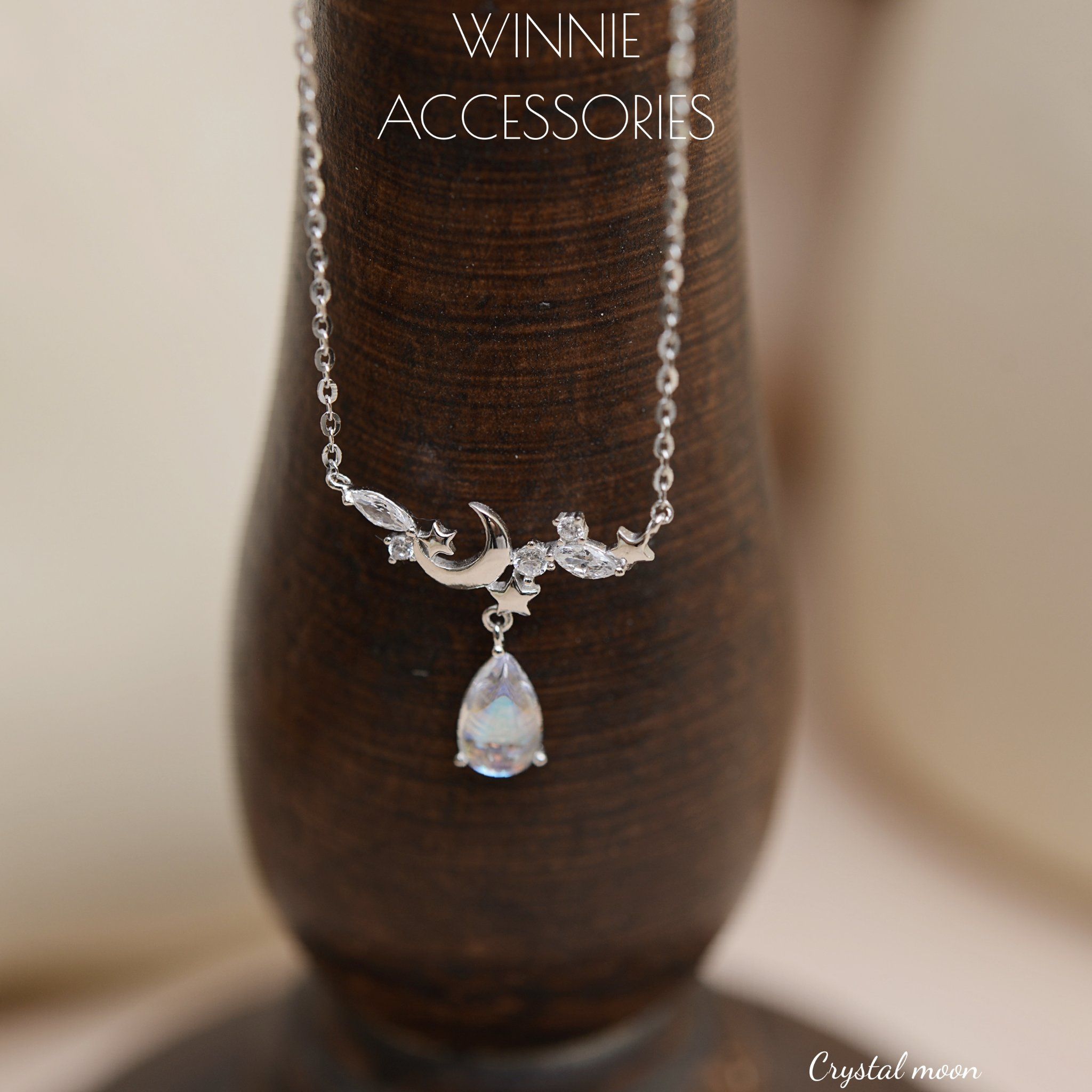  Dây chuyền Bạc S925 Crystal Moon (Xi Kim) 