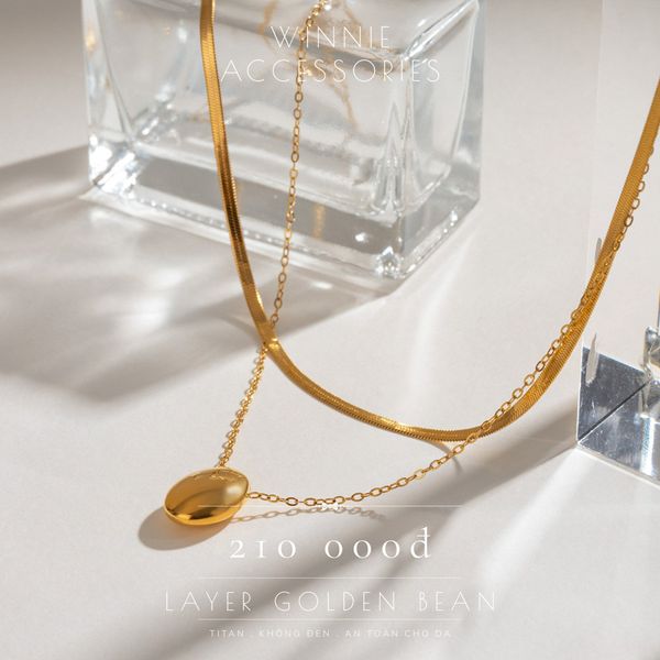 Dây chuyền Titan Layer Golden Bean 