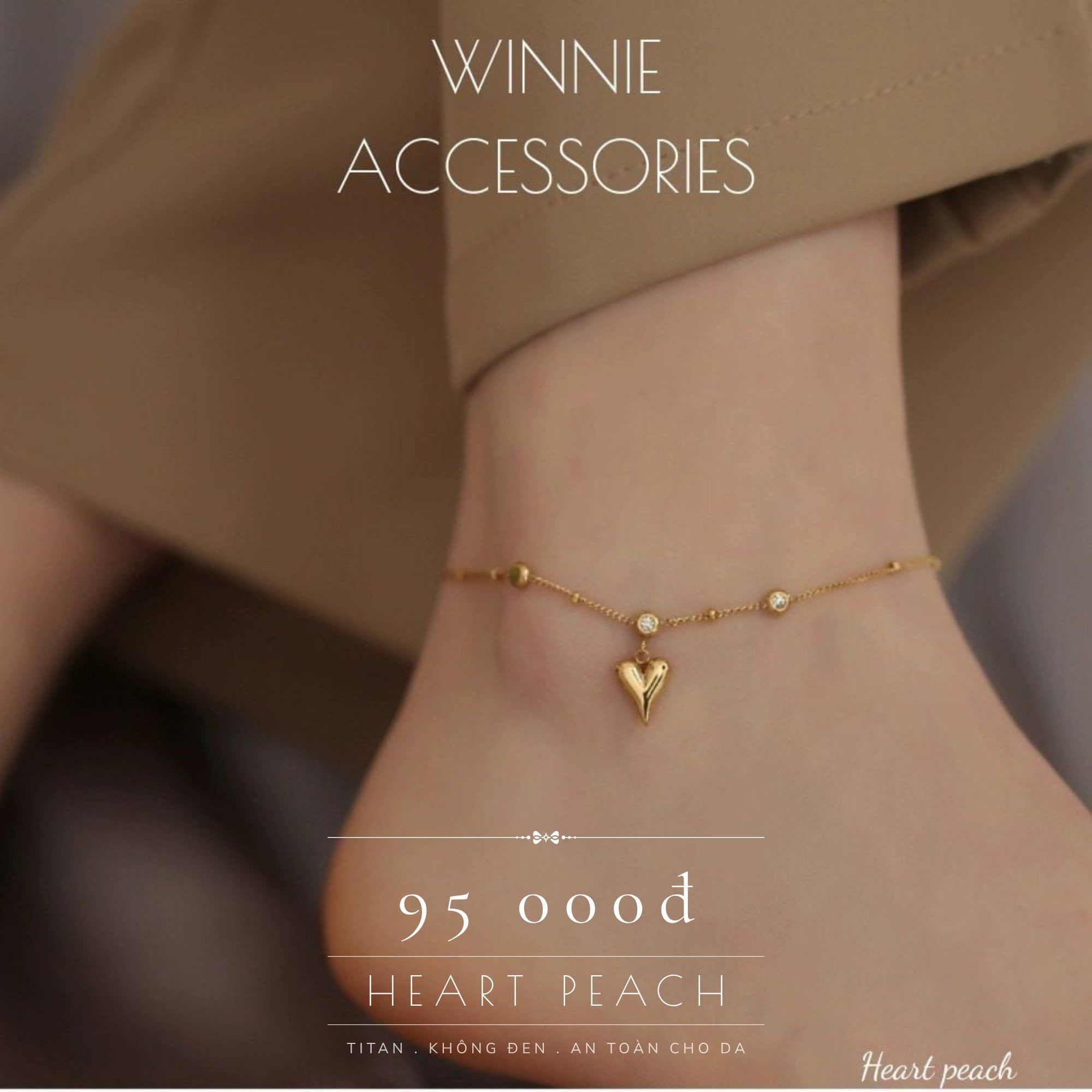  Lắc chân titan Heart peach VG 