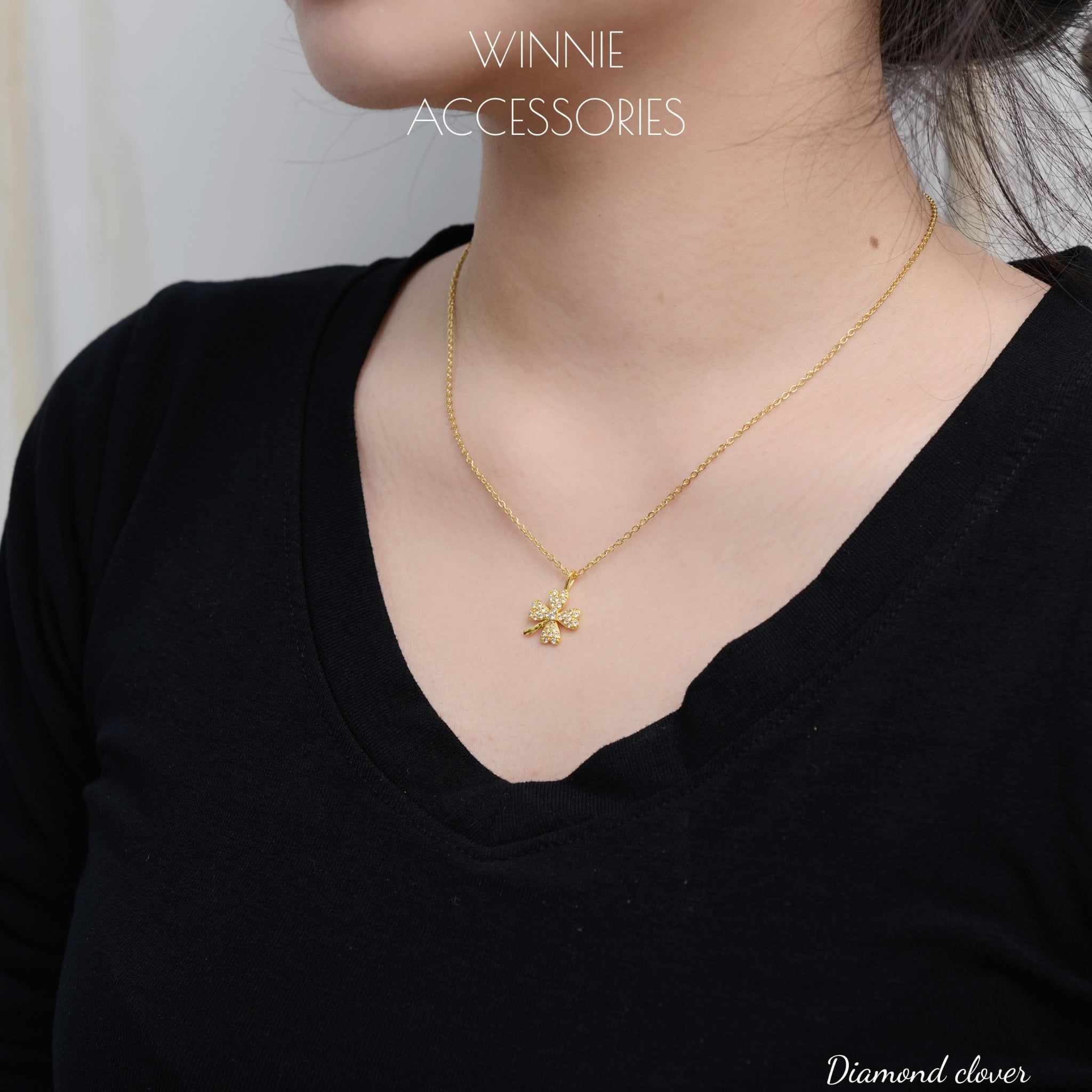  Dây chuyền Titan Diamond Clover 