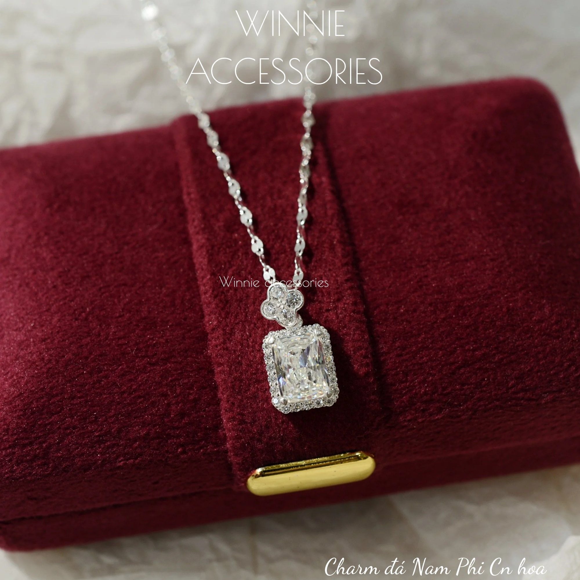  Charm Dây chuyền Bạc S925 Đá Nam Phi Cn Hoa (không kèm dây) 