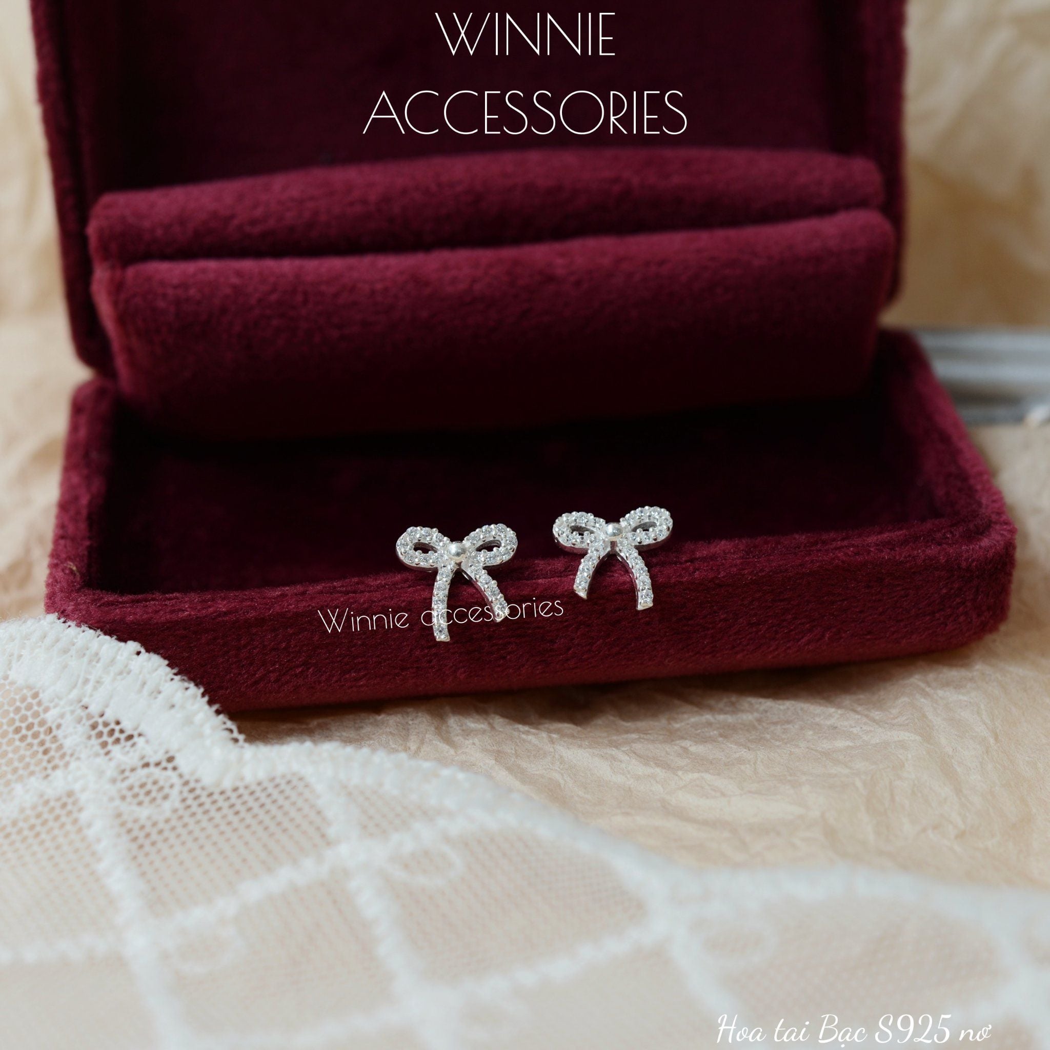  Hoa tai Bạc S925 Nơ 