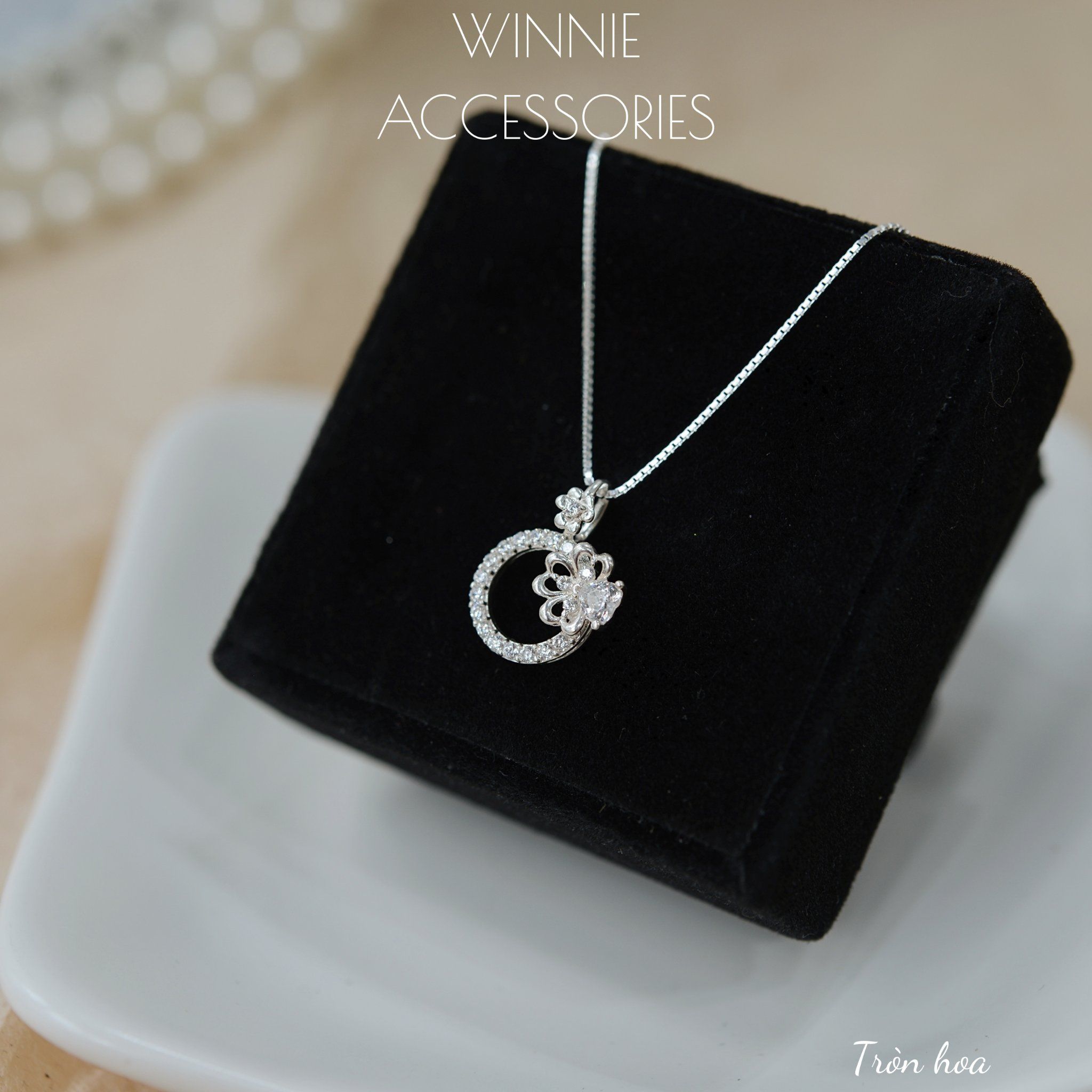  Dây chuyền bạc S925 Tròn hoa 