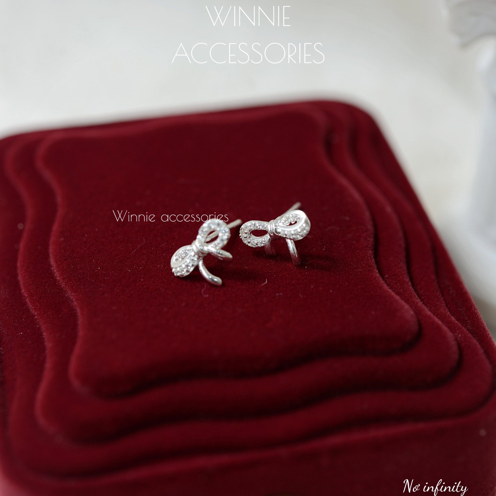  Hoa tai Bạc S925 Nơ Infinity 