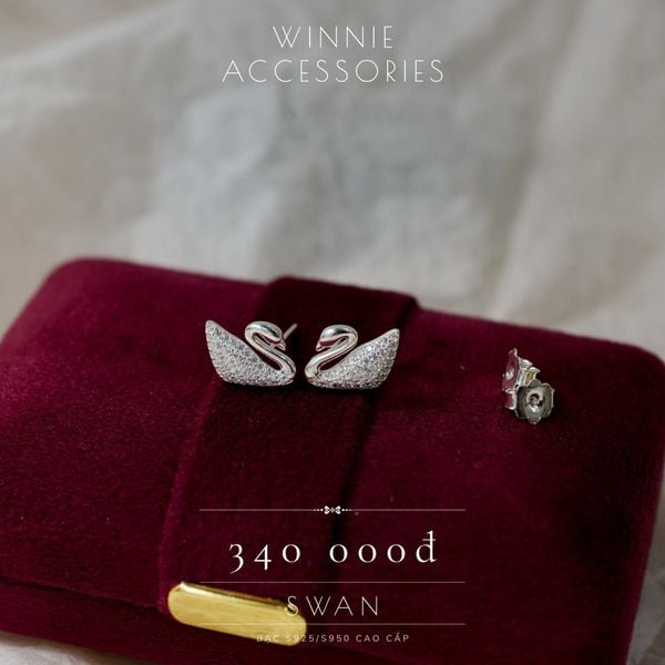  Hoa tai Bạc S925 Swan 