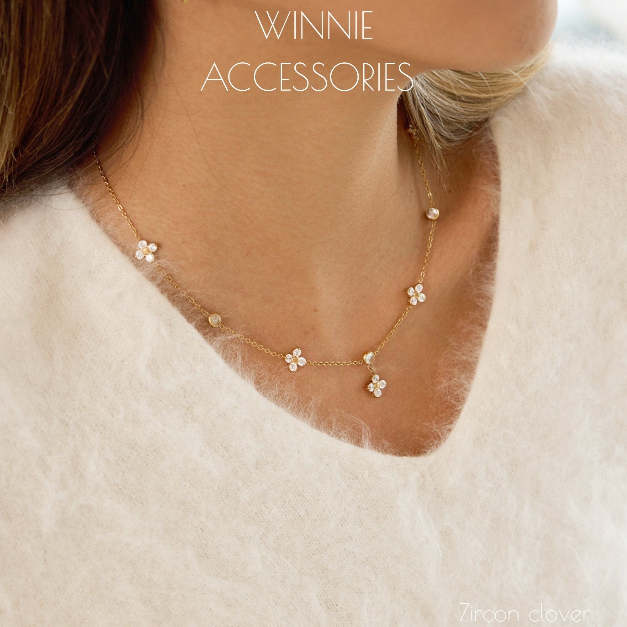  Dây chuyền Titan Zircon Clover 