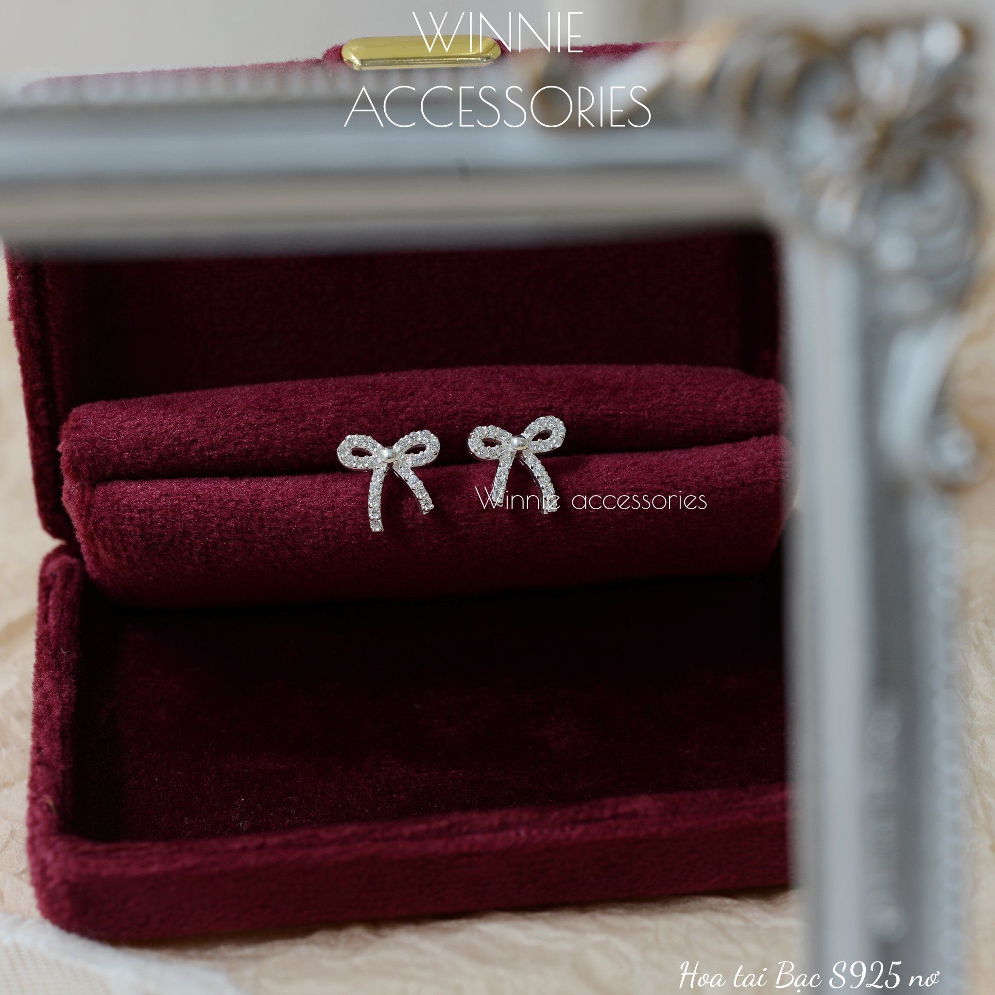  Hoa tai Bạc S925 Nơ 