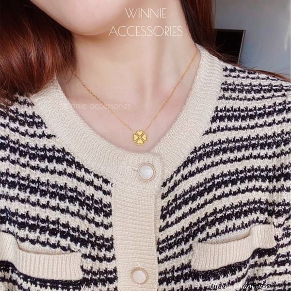  Dây chuyền Titan Clover nhám viền 