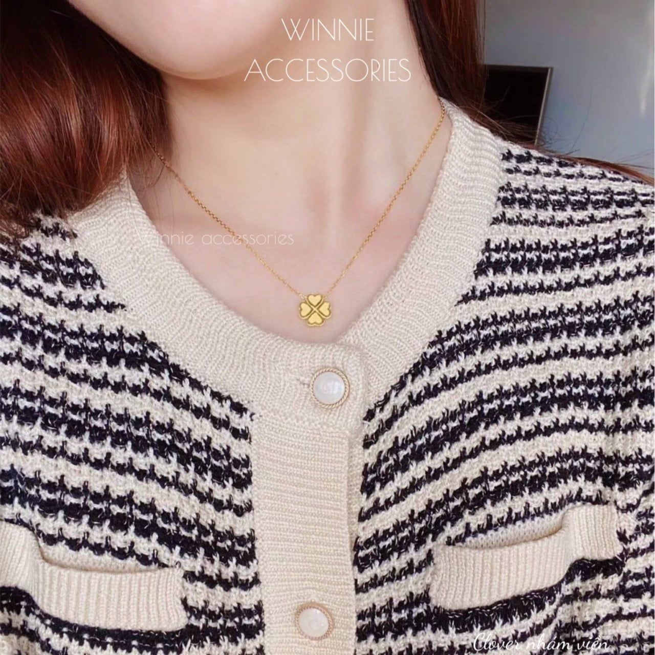  Dây chuyền Titan Clover nhám viền 