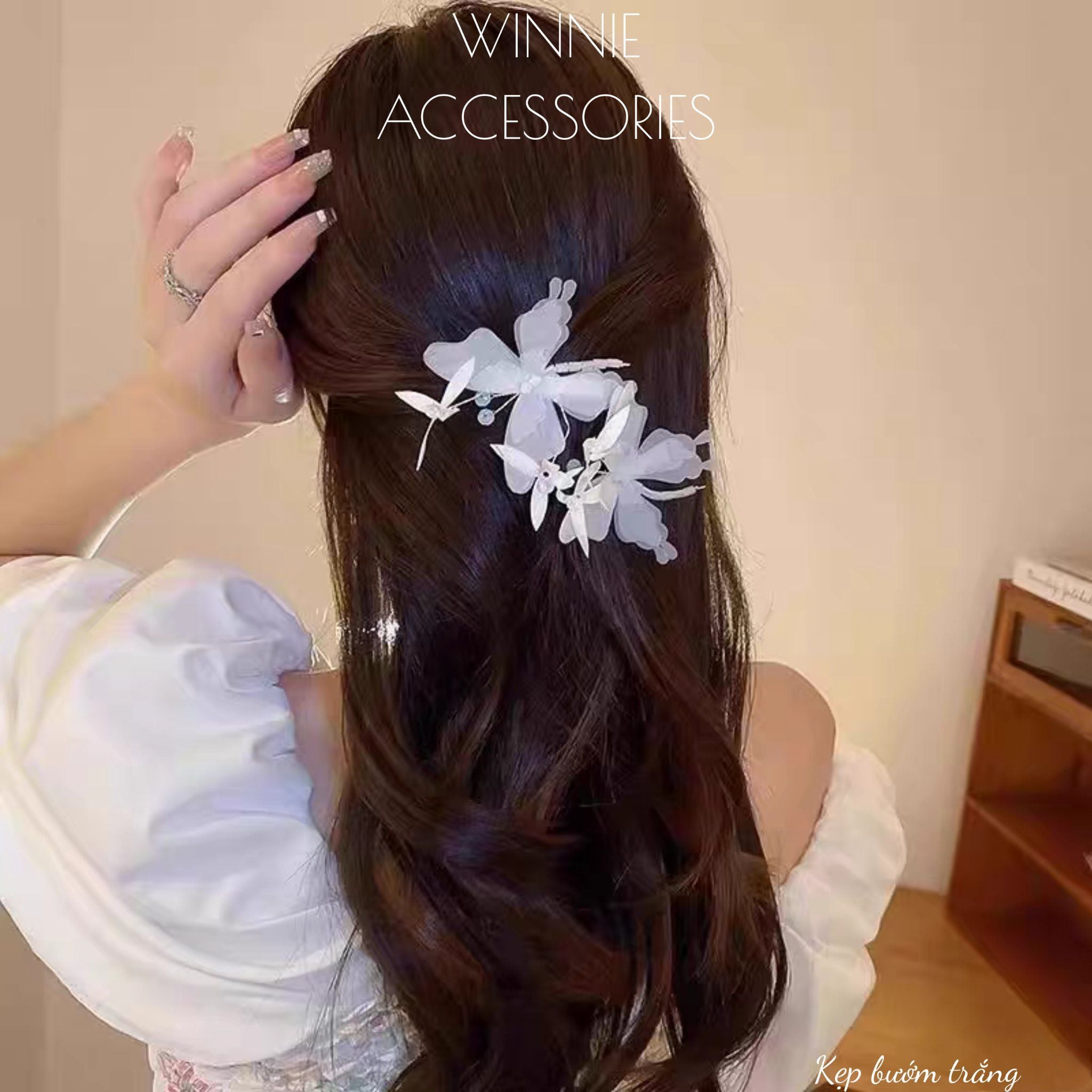  Kẹp Bướm Trắng 