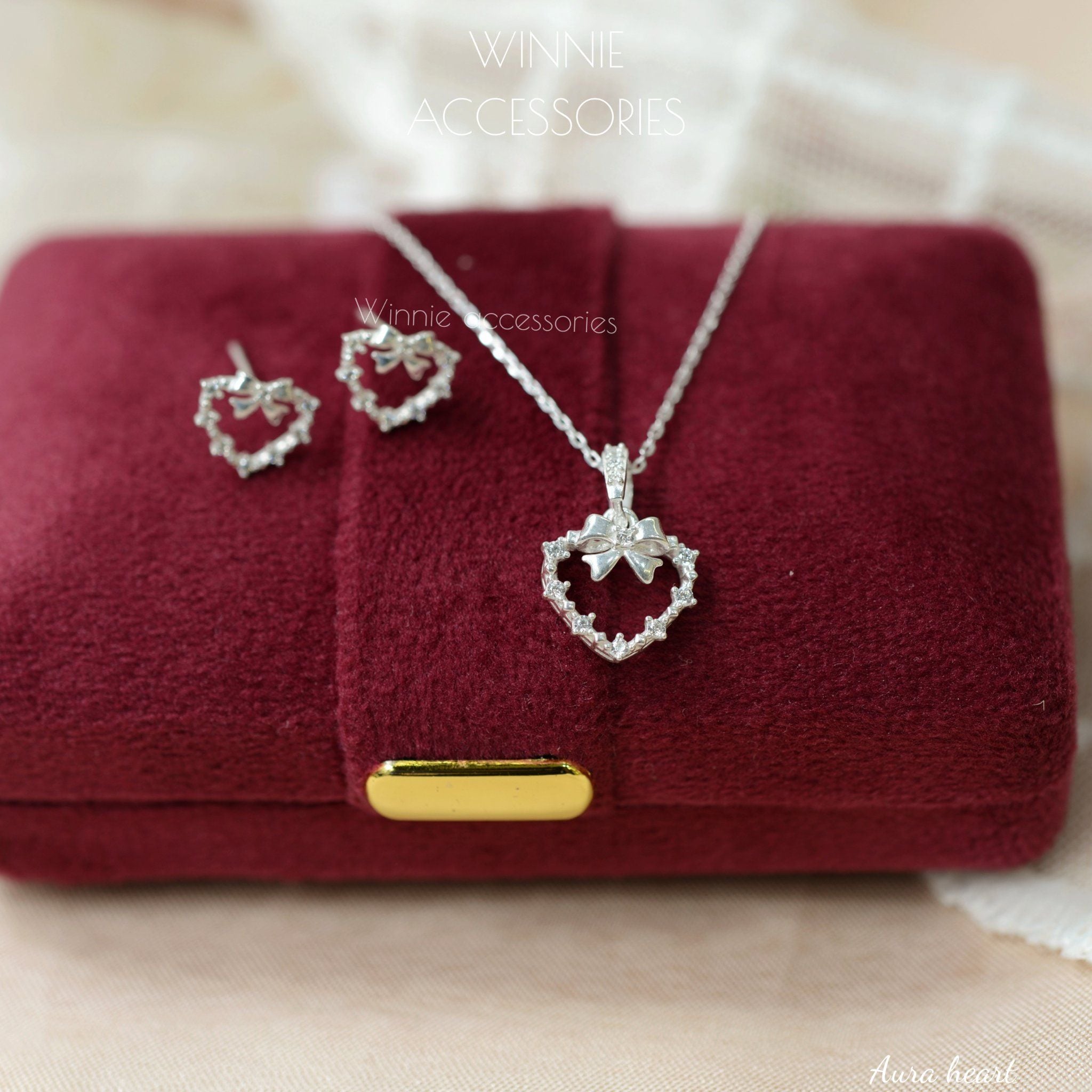  Hoa tai Bạc S925 Aura heart 