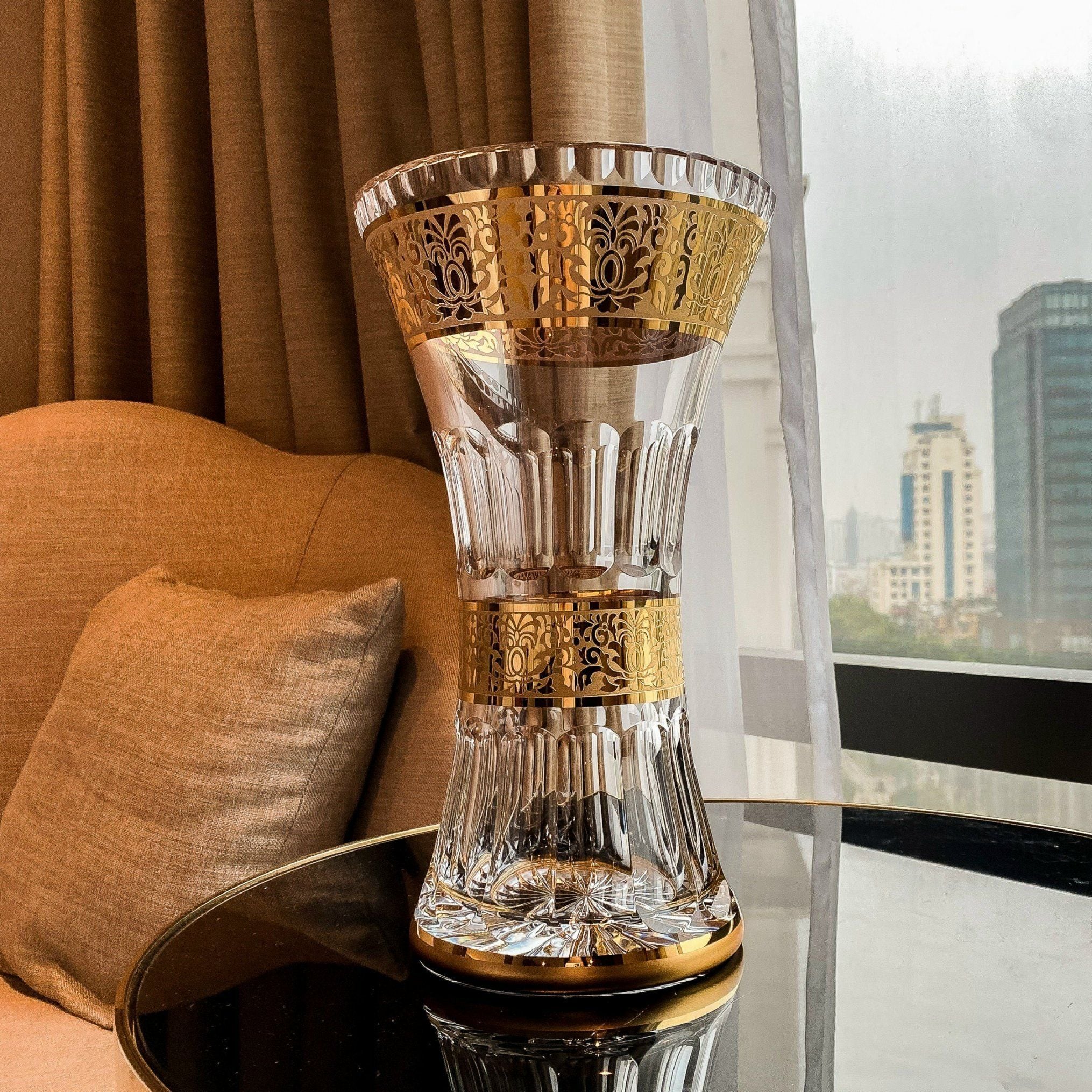 Lọ Hoa Bó Mạ Khảm Vàng Romantic 35.5cm