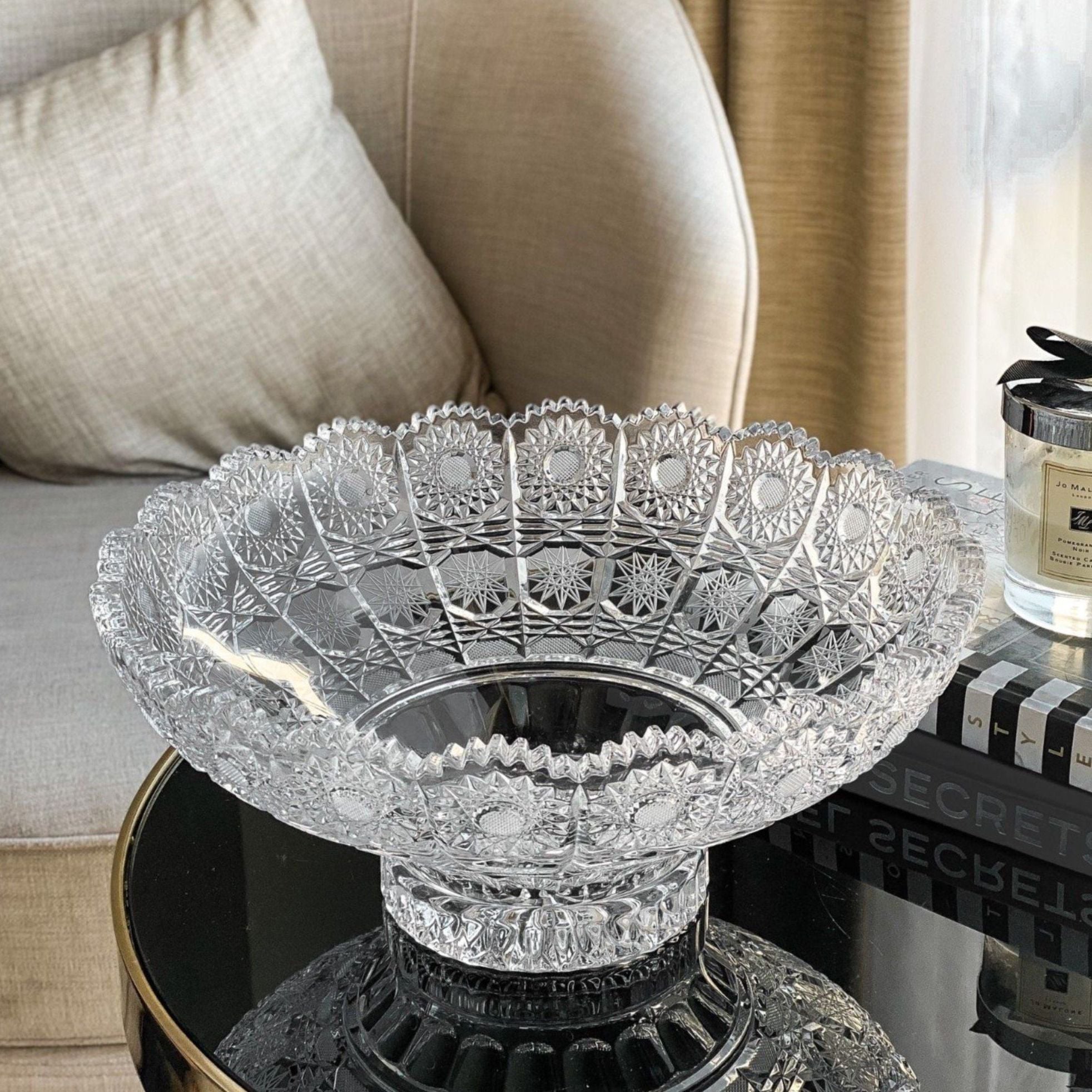 Mâm Bồng Pha Lê Chân Đế Tròn M57 GC 30cm