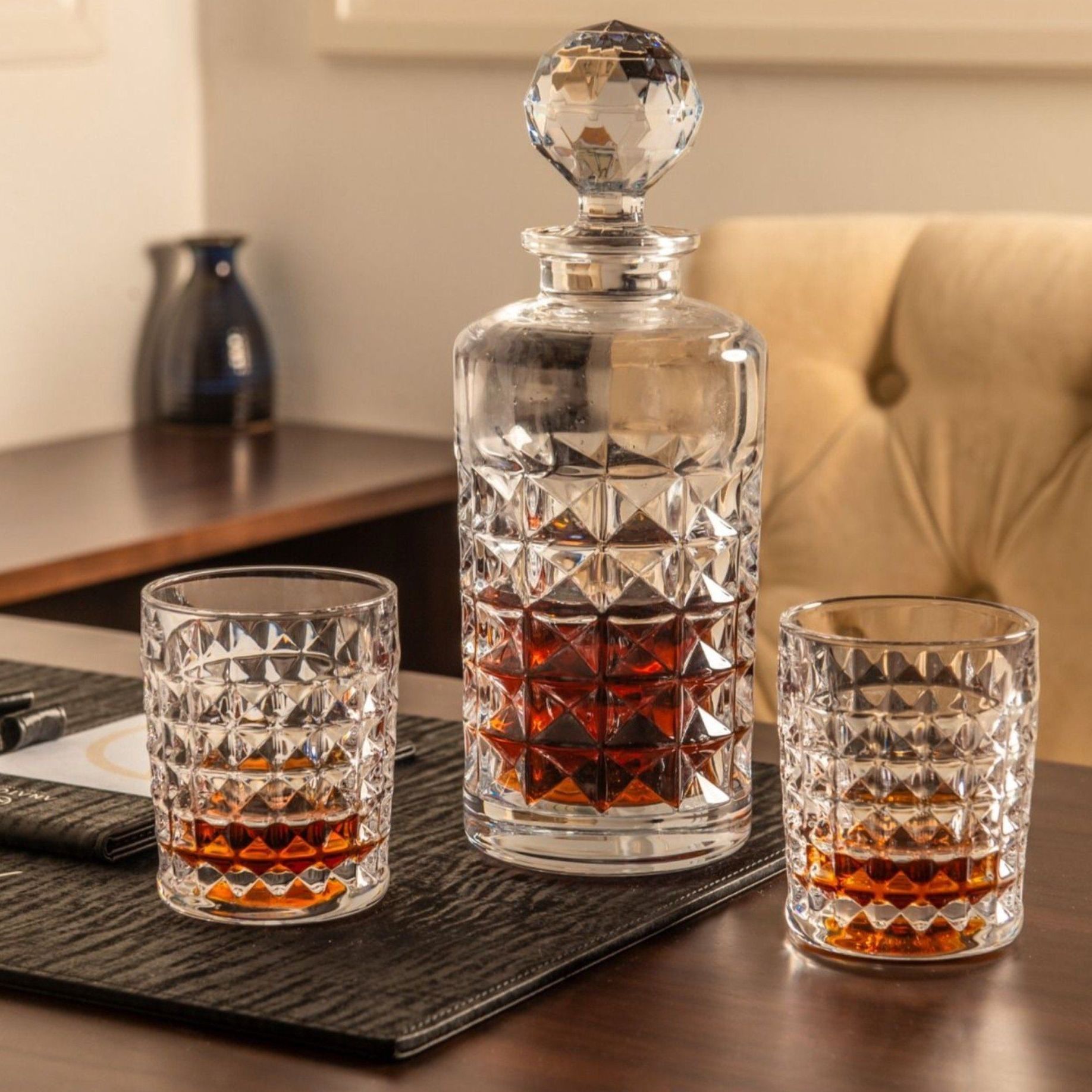 Bộ Chai Cốc Pha Lê Kim Cương