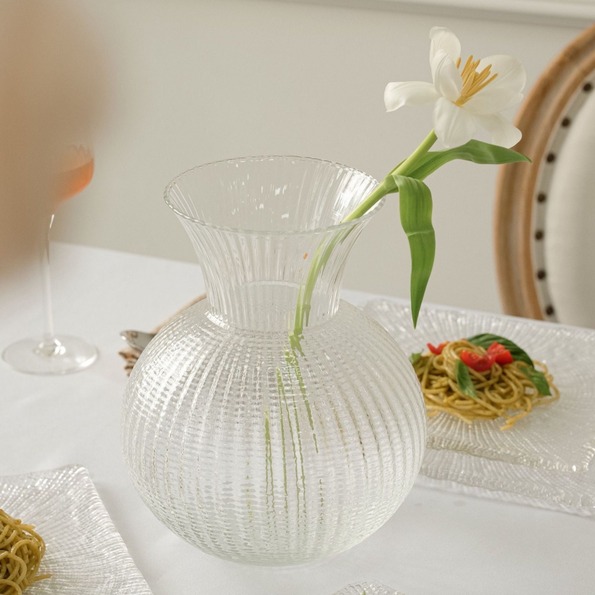 Lọ Hoa Ophelia Trắng 25cm