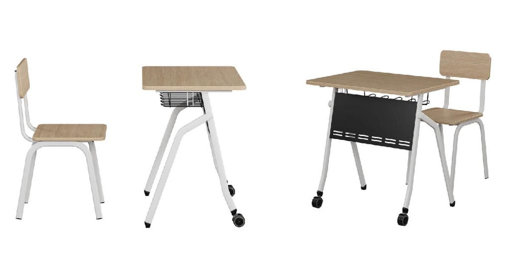 Bộ Bàn Ghế Học Sinh BHS41B gỗ Melamine bánh xe