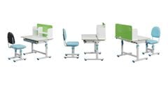Bộ Bàn Ghế Học Sinh có giá sách, nâng hạ thông minh BHS31 gỗ Melamine
