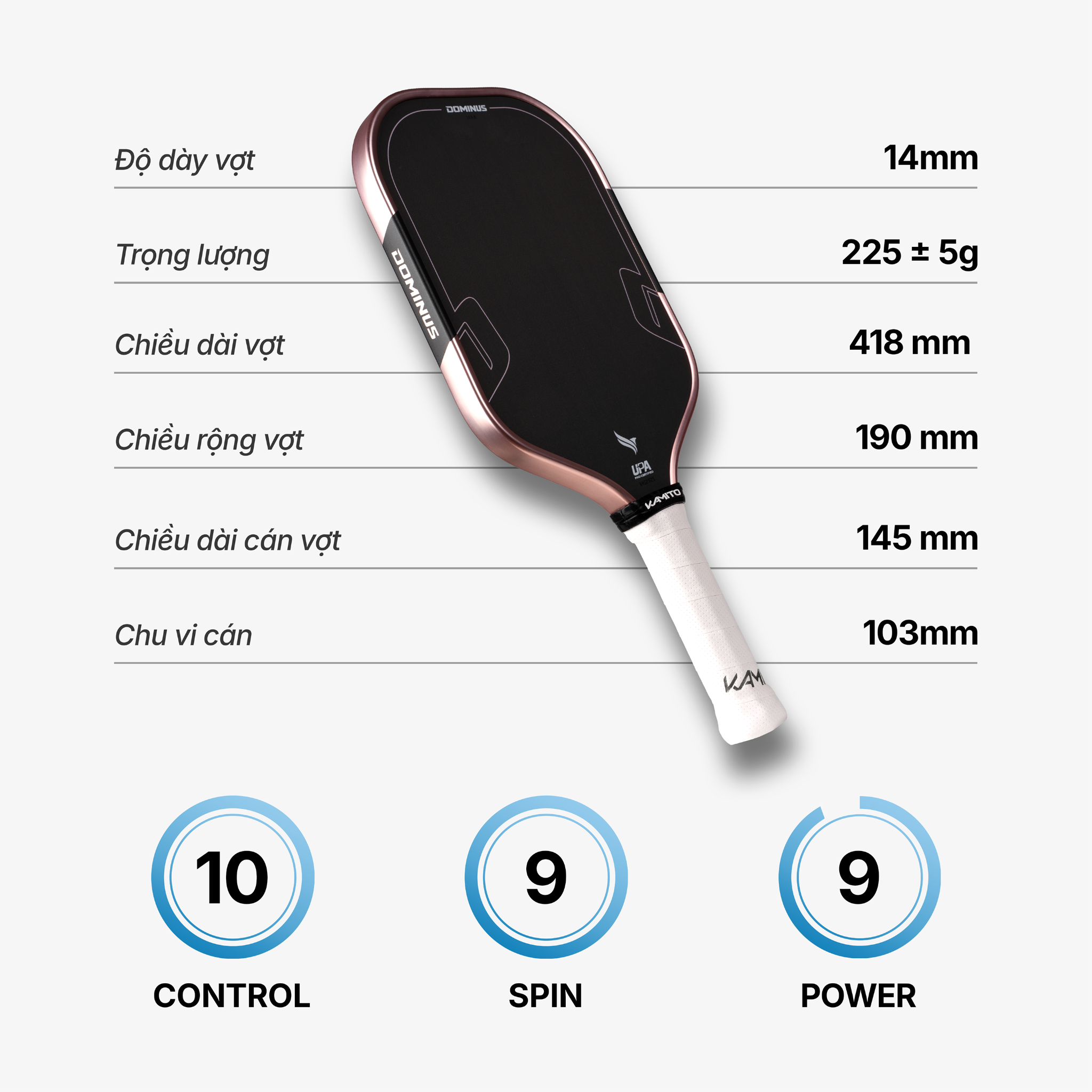  Vợt Pickleball Kamito Dominus (14mm) 