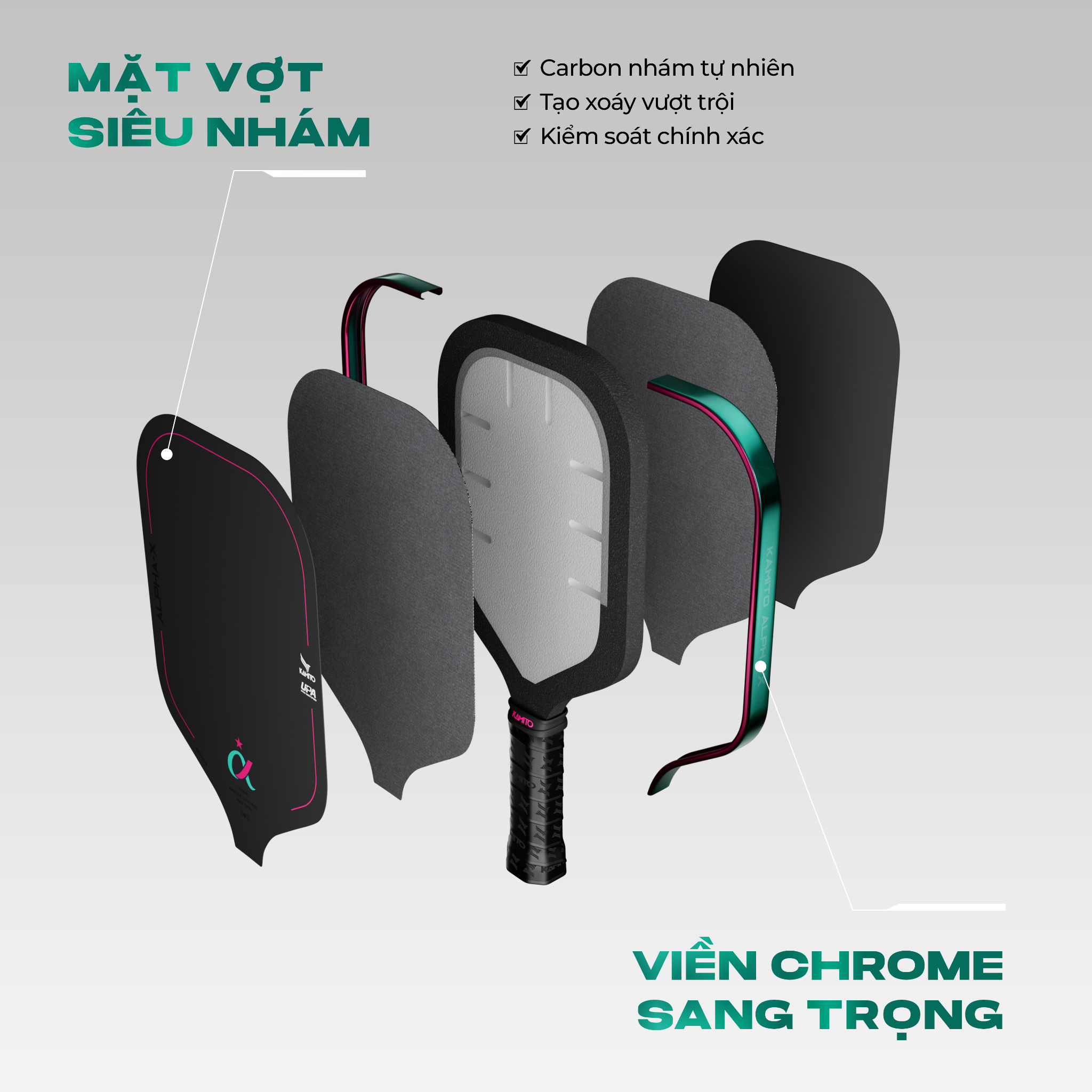  Vợt Pickleball Kamito Alpha-X (16mm) 